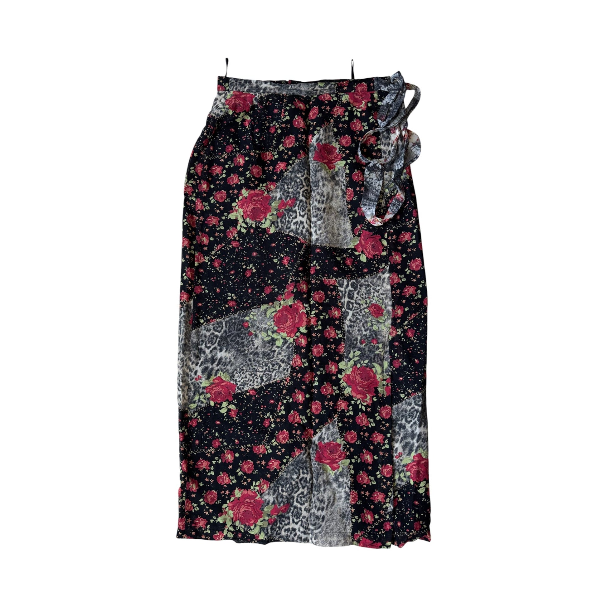 🌹🐆 Fustă Y2K Animal Print & Rose Print – M (38) - anbracaminte