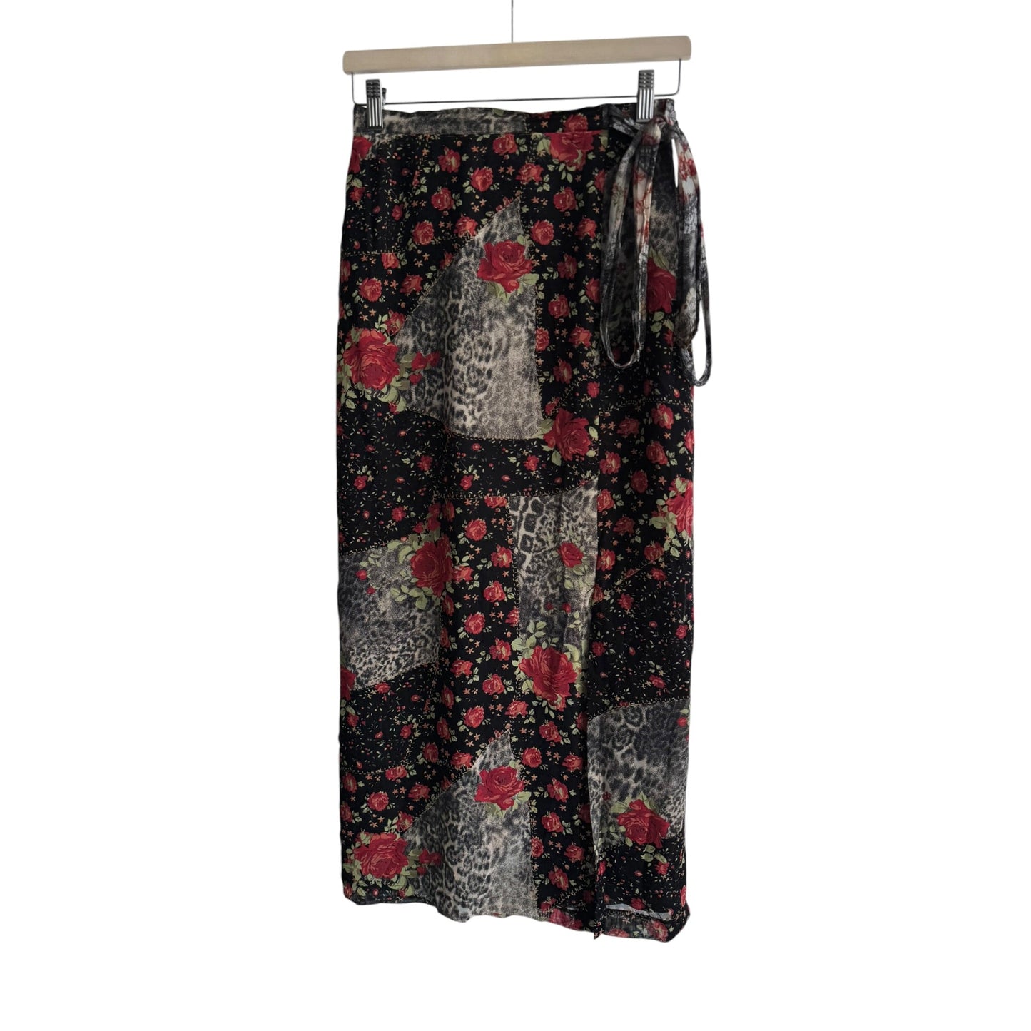 🌹🐆 Fustă Y2K Animal Print & Rose Print – M (38) - anbracaminte