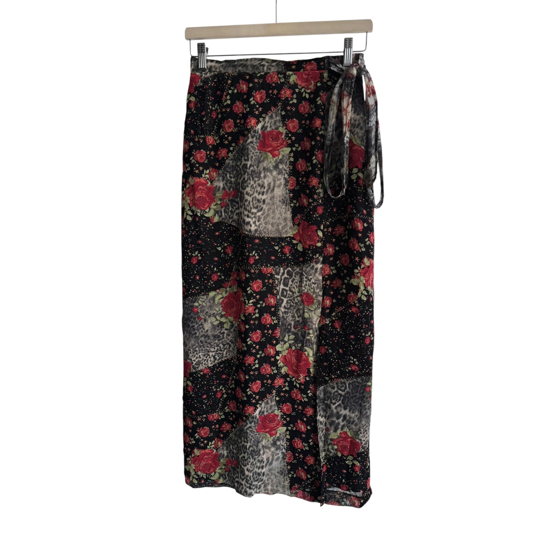 🌹🐆 Fustă Y2K Animal Print & Rose Print – M (38) - anbracaminte