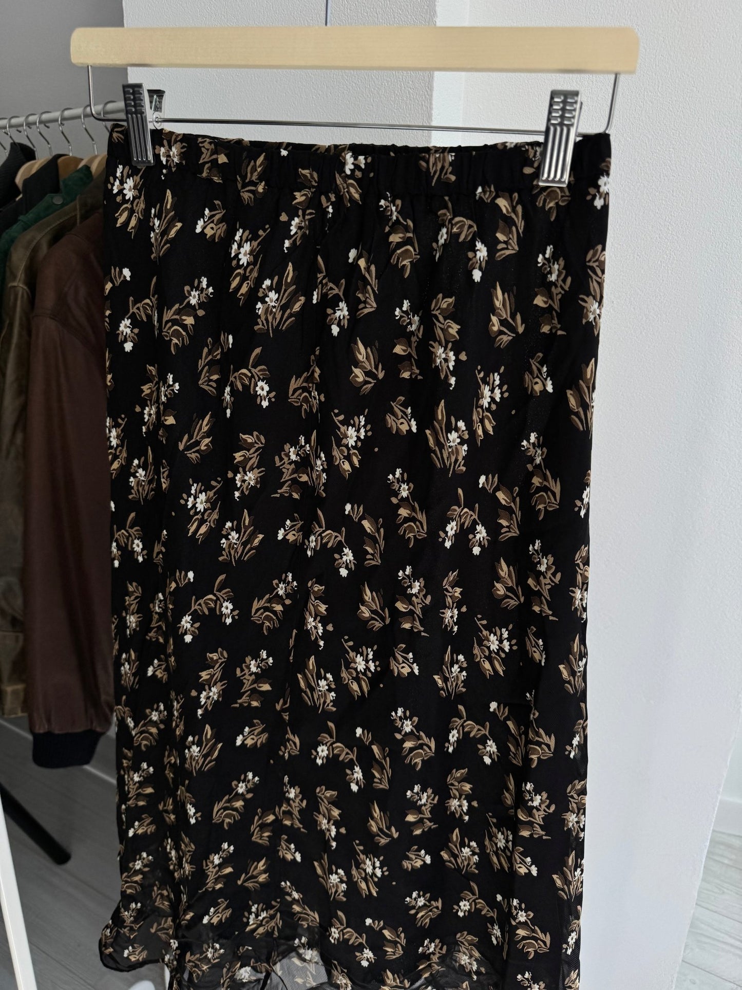🦢 Fustă Y2K Black Floral – L – Made in Italy - anbracaminte