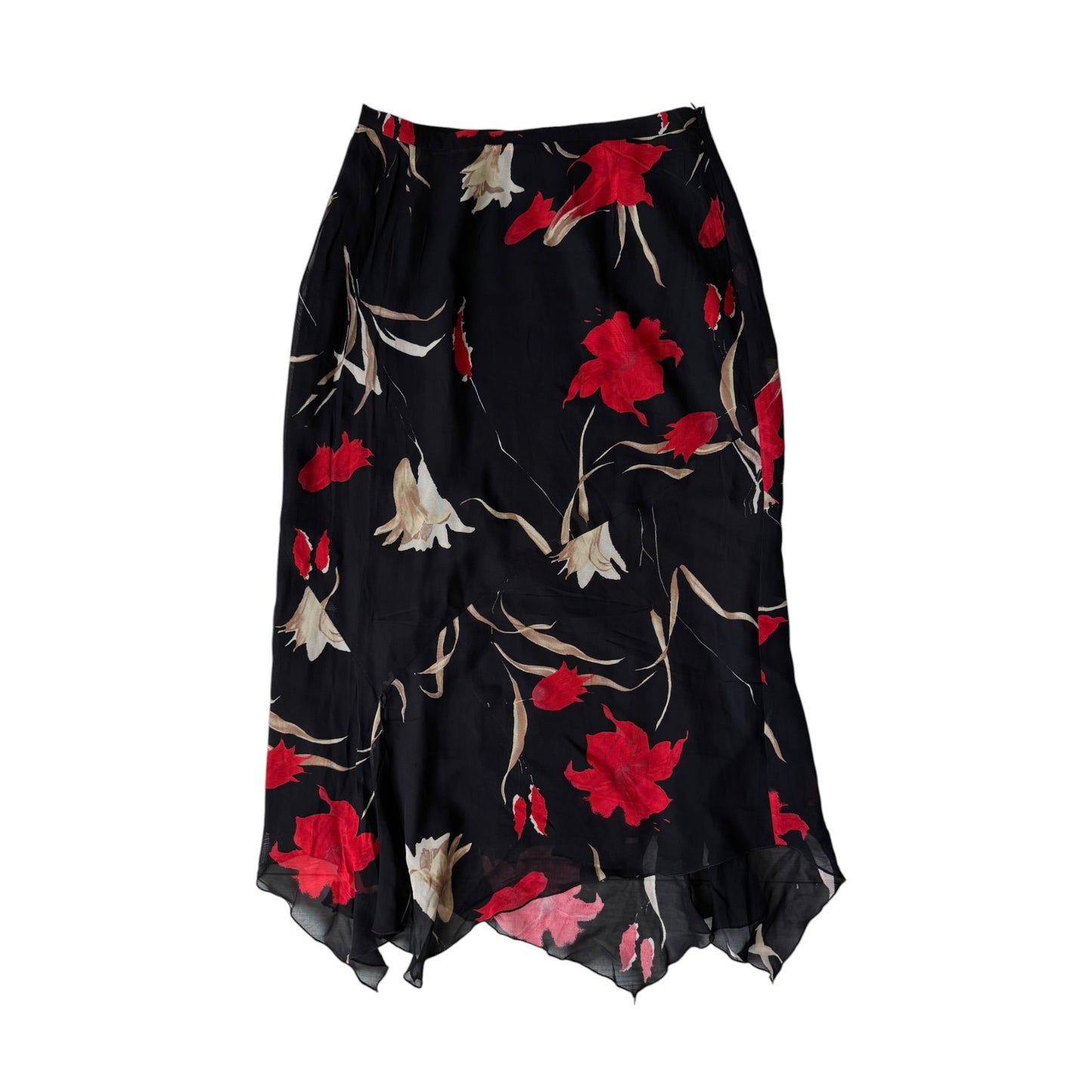 ☀️ Fustă Y2K Black Mesh cu Floral Print – EU 38 (M Damă) - anbracaminte