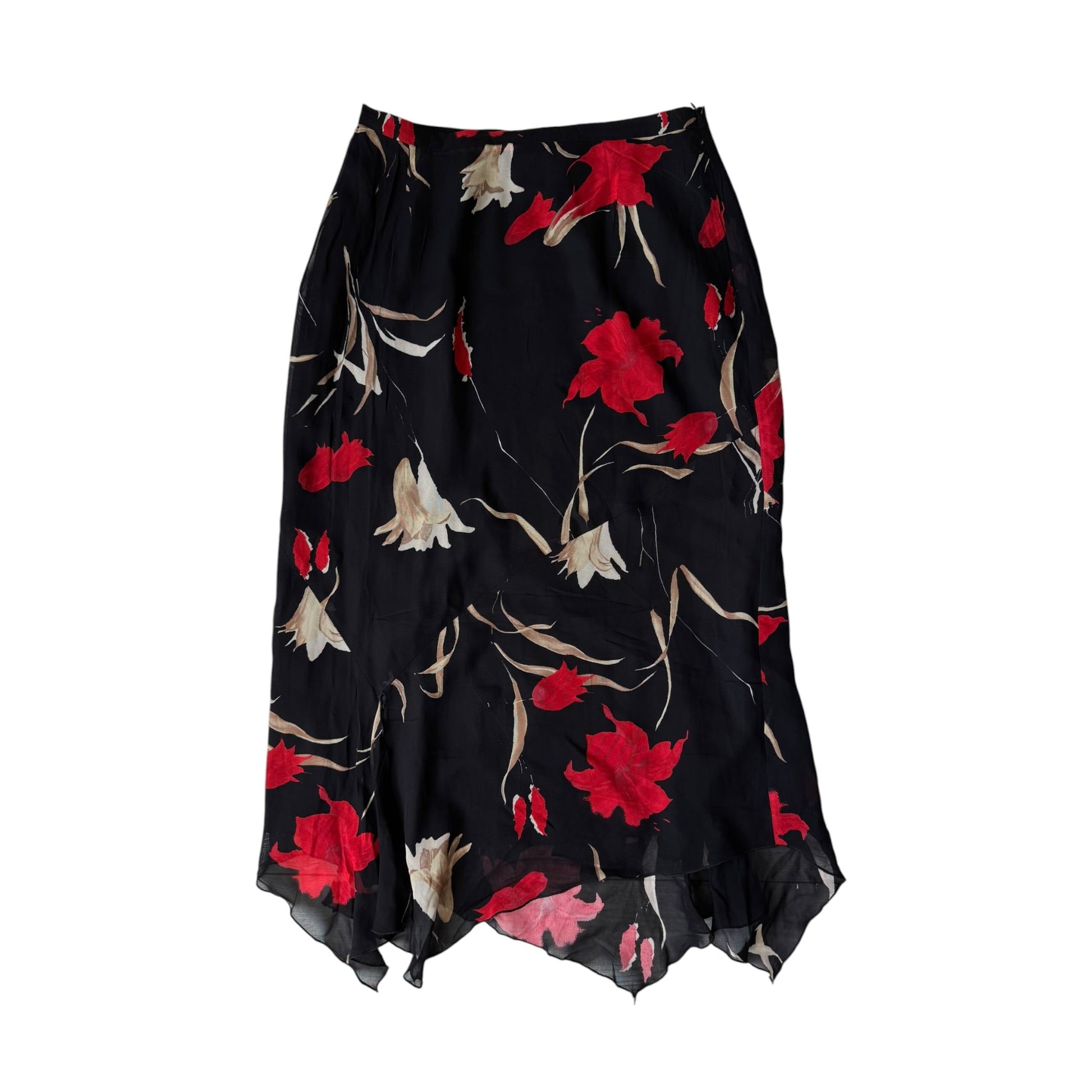 ☀️ Fustă Y2K Black Mesh cu Floral Print – EU 38 (M Damă) - anbracaminte