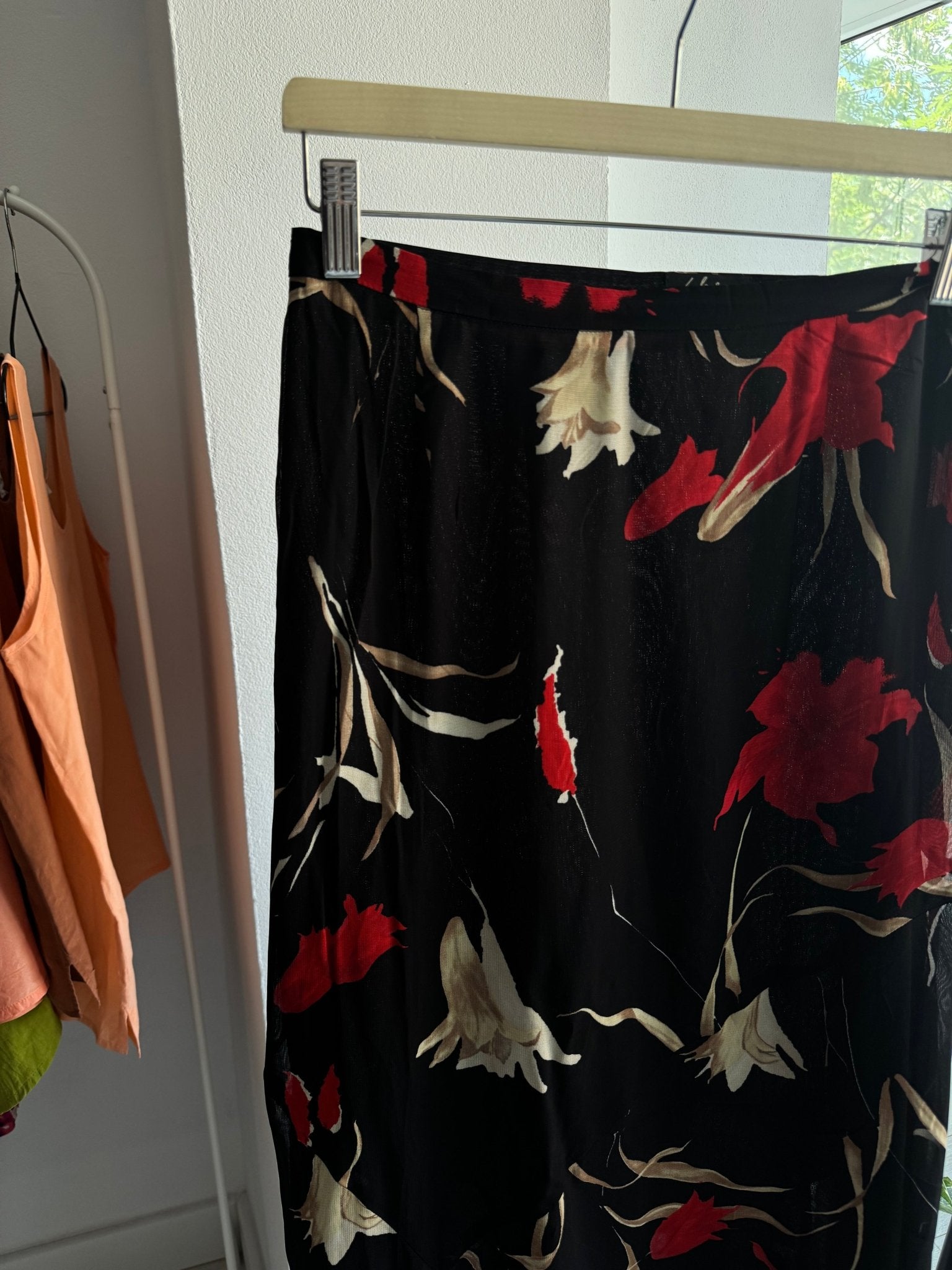 ☀️ Fustă Y2K Black Mesh cu Floral Print – EU 38 (M Damă) - anbracaminte