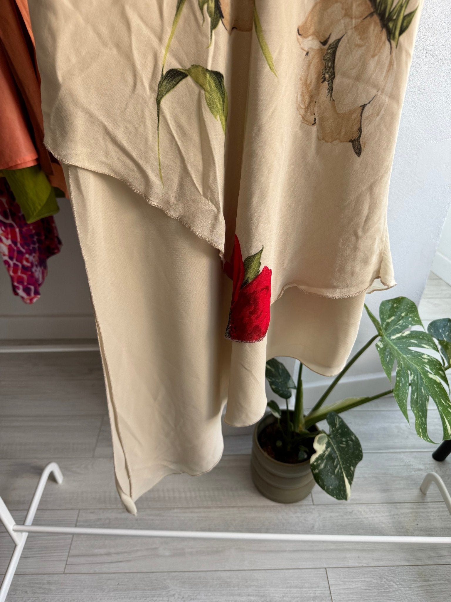 🌹 Fustă Y2K Cream Mesh cu Floral Print – M Damă – Made in Italy - anbracaminte