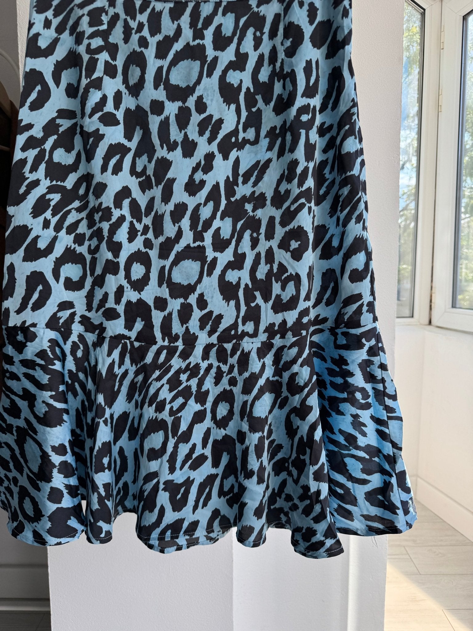 🐆 Fustă Y2K cu Animal Print Albastru – S (36) - anbracaminte