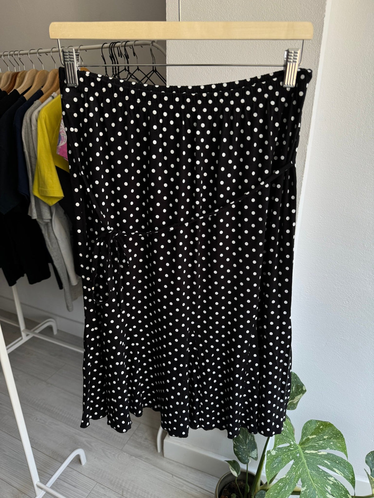 ☀️ Fustă Y2K cu Print Polka Dot și Fundiță – L Damă - anbracaminte