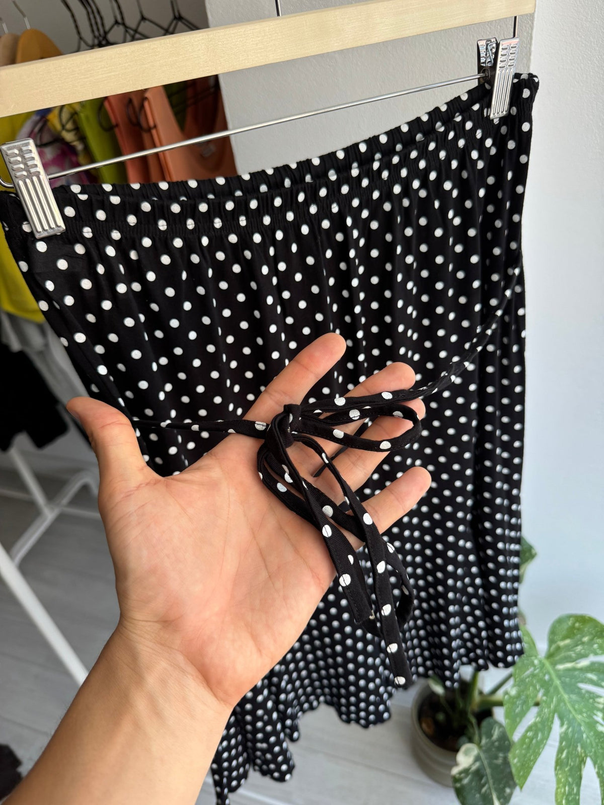 ☀️ Fustă Y2K cu Print Polka Dot și Fundiță – L Damă - anbracaminte
