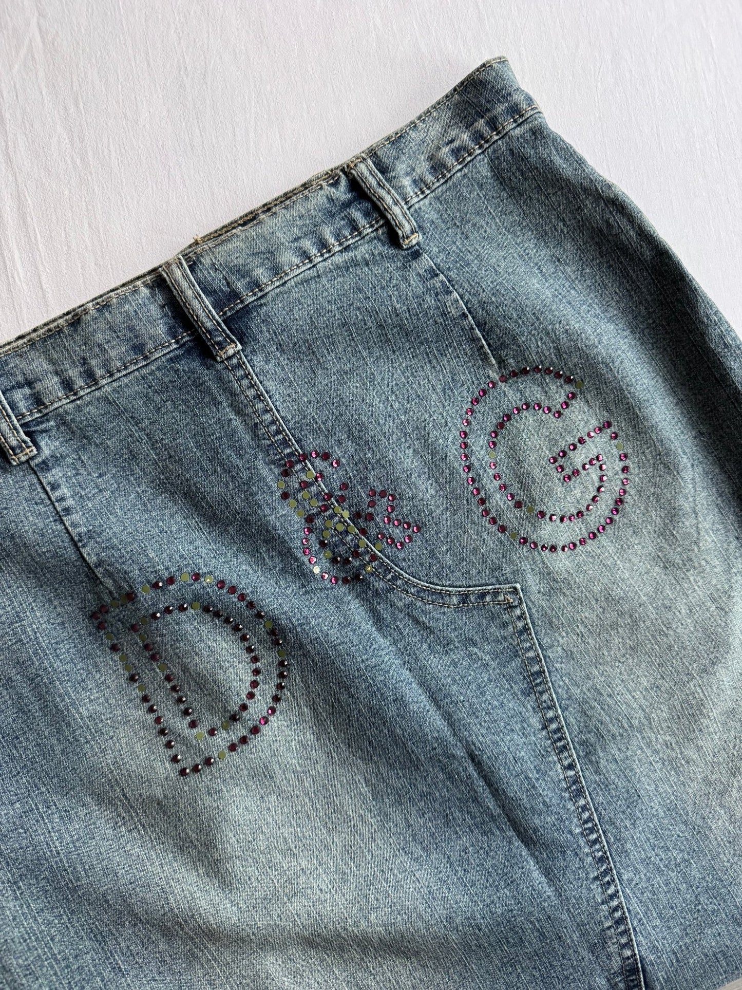 🧵 Fustă Y2K Dolce & Gabbana Denim / Rhinestones (Mărime US 28 - IT 42 / M) - anbracaminte