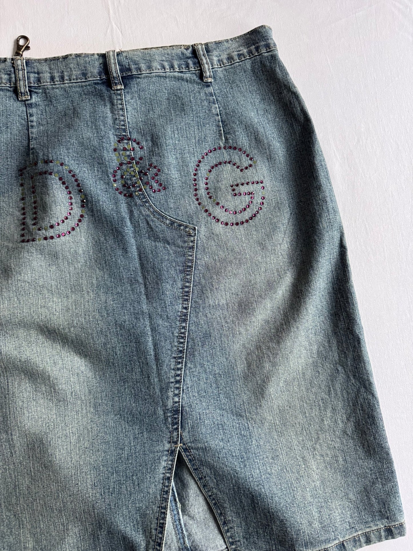 🧵 Fustă Y2K Dolce & Gabbana Denim / Rhinestones (Mărime US 28 - IT 42 / M) - anbracaminte
