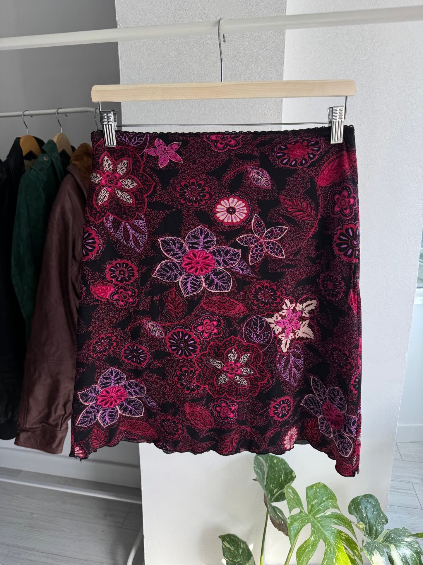 🌸 Fustă Y2K Floral Printed Mesh – EU 36 (S Damă) - anbracaminte