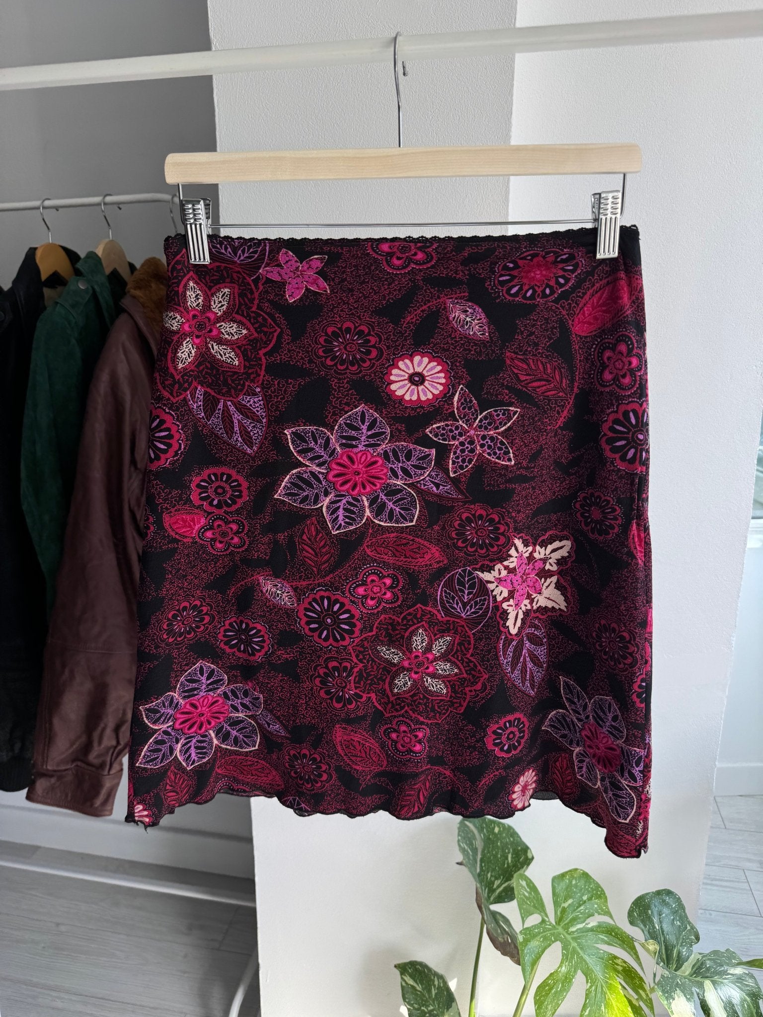 🌸 Fustă Y2K Floral Printed Mesh – EU 36 (S Damă) - anbracaminte