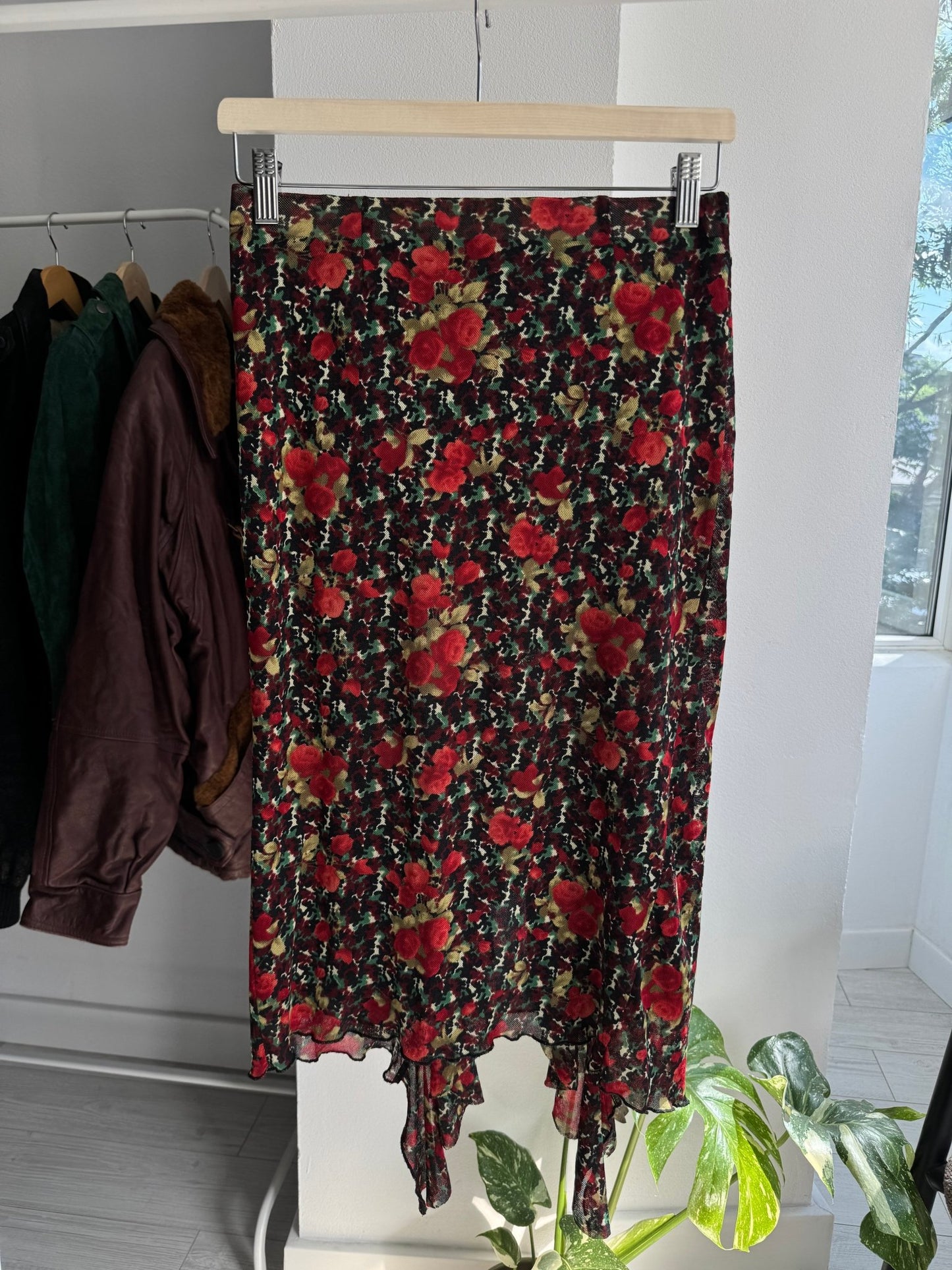 🌹 Fustă Y2K Floral Printed Mesh – XS/S Damă - anbracaminte