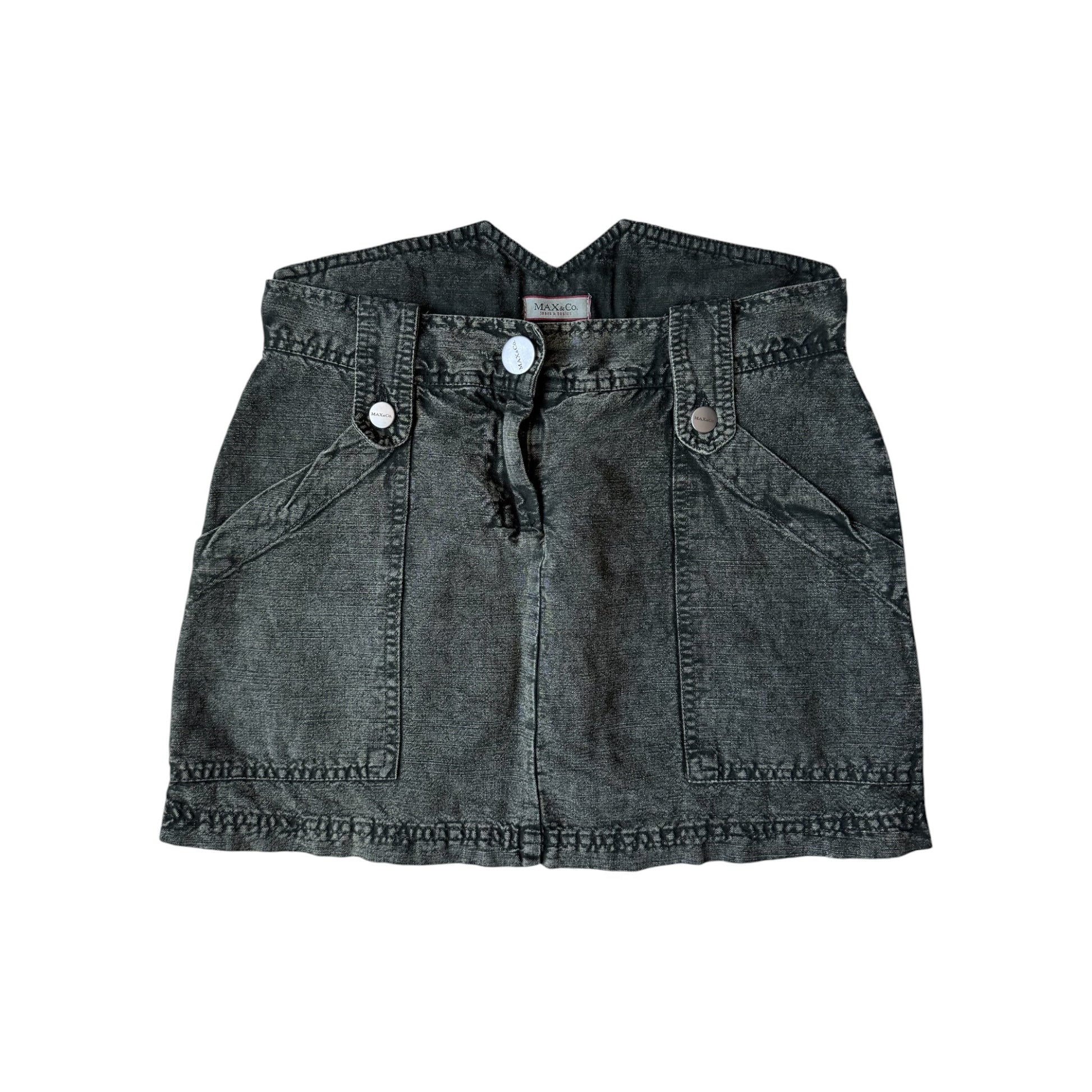 🪖 Fustă Y2K Max & Co din Bumbac și In – Verde Închis Washed – Mărime XS - anbracaminte