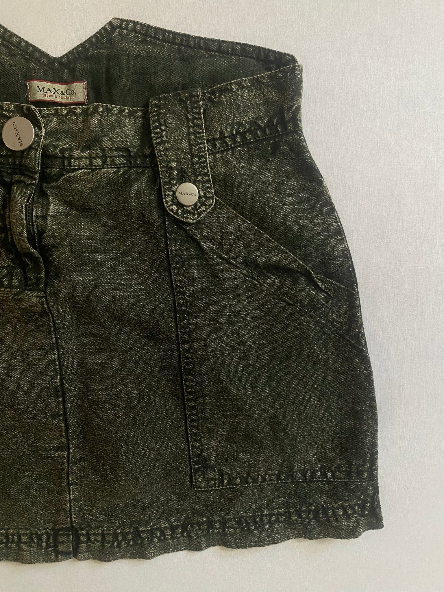 Fustă Y2K Max & Co din Bumbac și In – Verde Închis Washed – Mărime XS 🌿👗 - anbracaminte