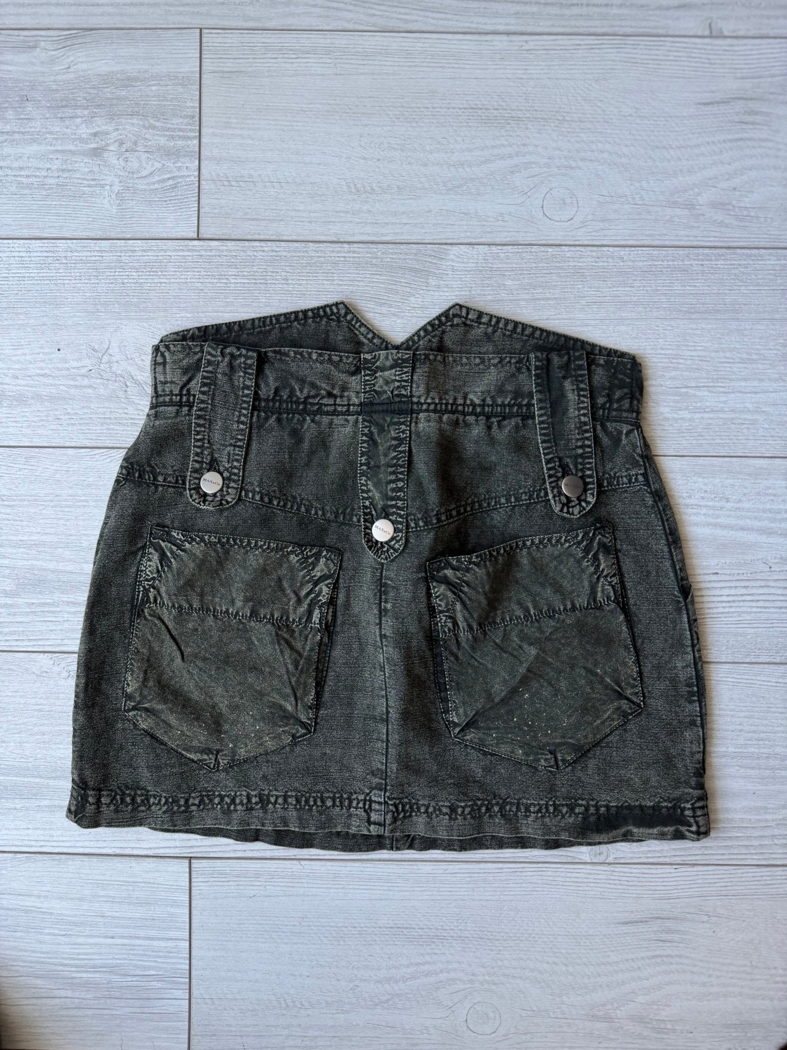 🪖 Fustă Y2K Max & Co din Bumbac și In – Verde Închis Washed – Mărime XS - anbracaminte