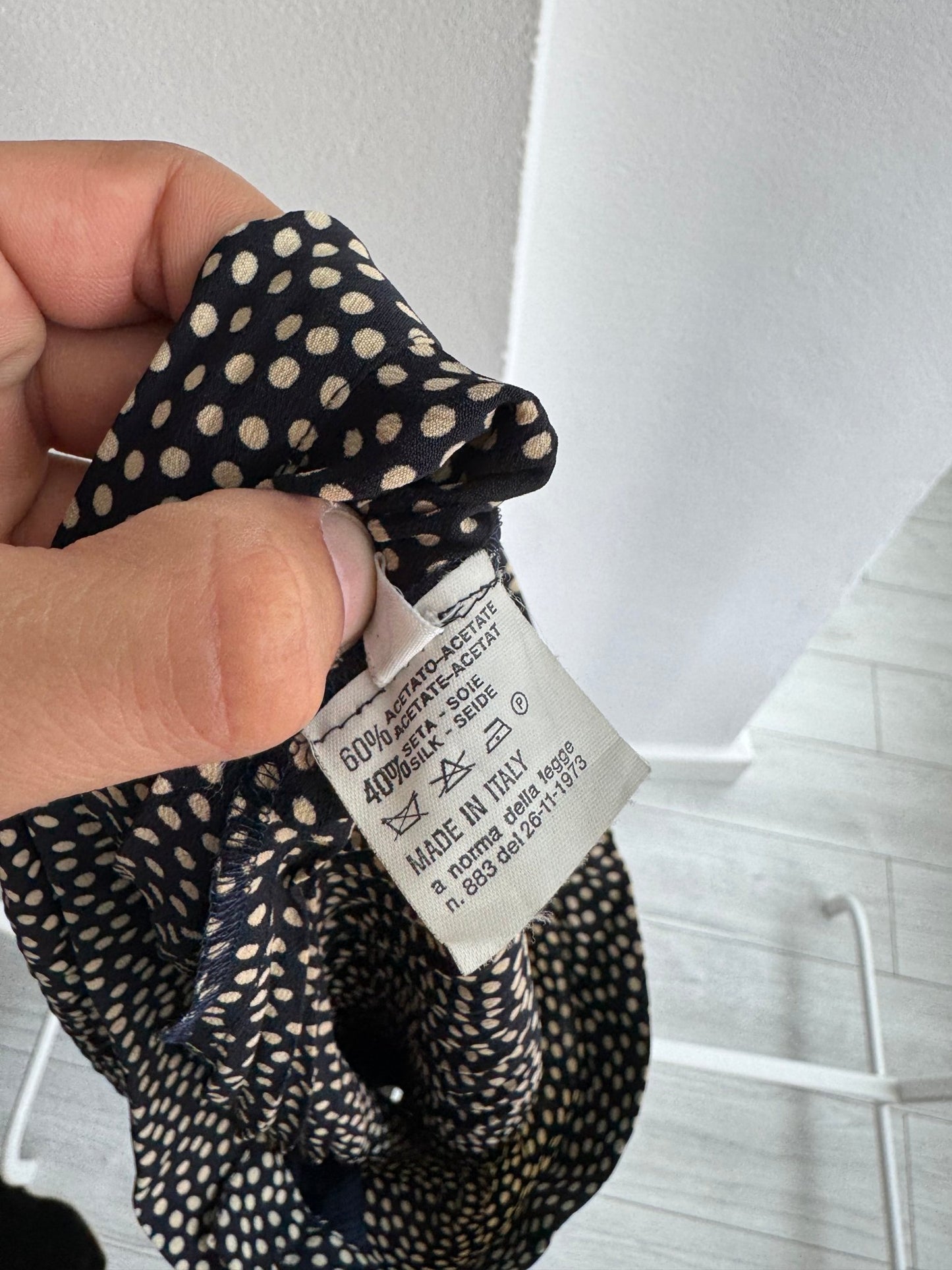⛵️ Fustă Y2K Navy Polka Dot Silk Blend – IT 44 (M) – Made in Italy - anbracaminte
