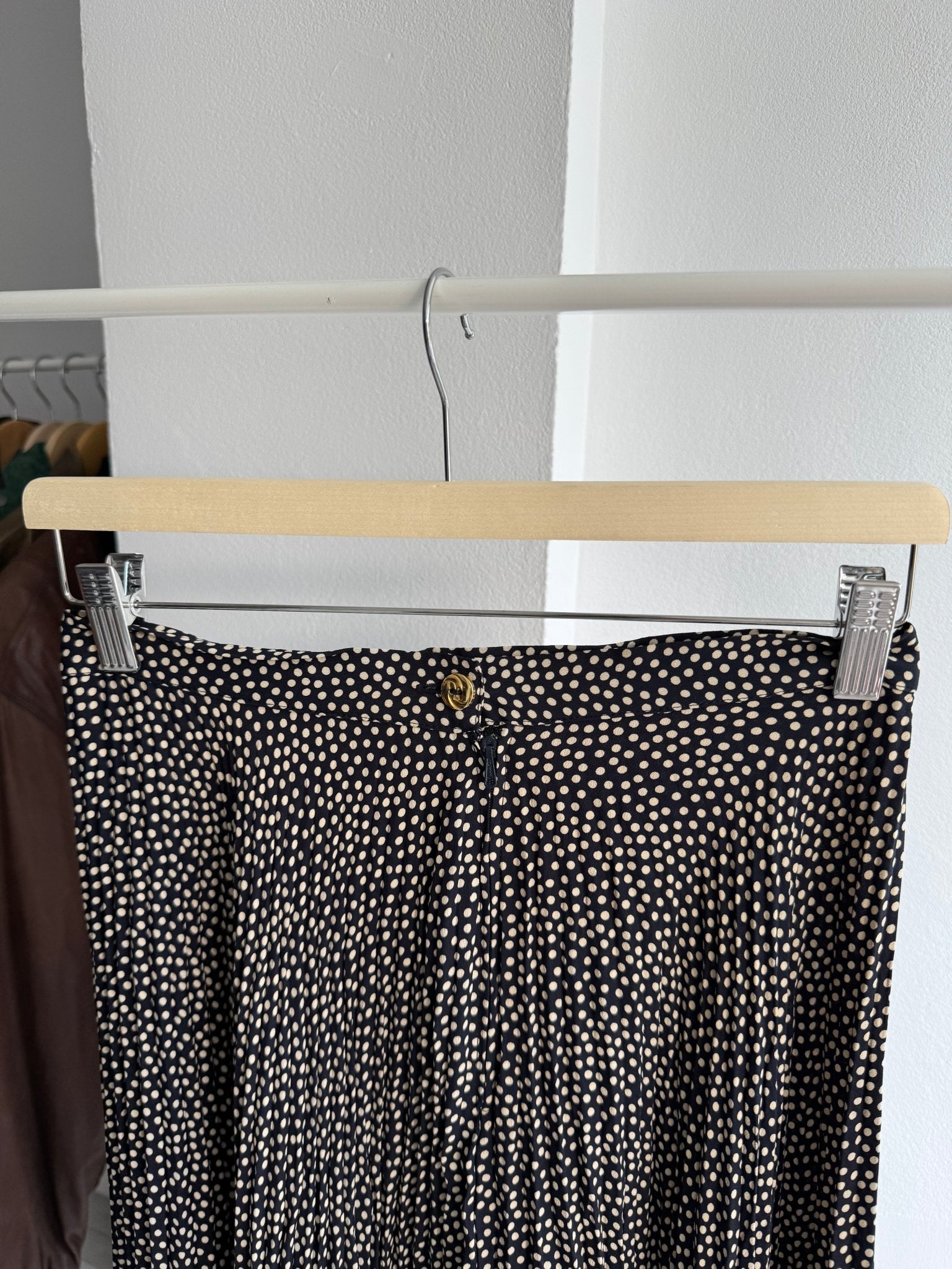 ⛵️ Fustă Y2K Navy Polka Dot Silk Blend – IT 44 (M) – Made in Italy - anbracaminte