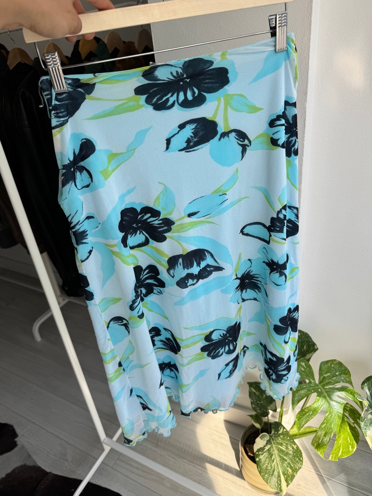🌸 Fustă Y2K Printed Mesh – EU 38 (M Damă) - anbracaminte