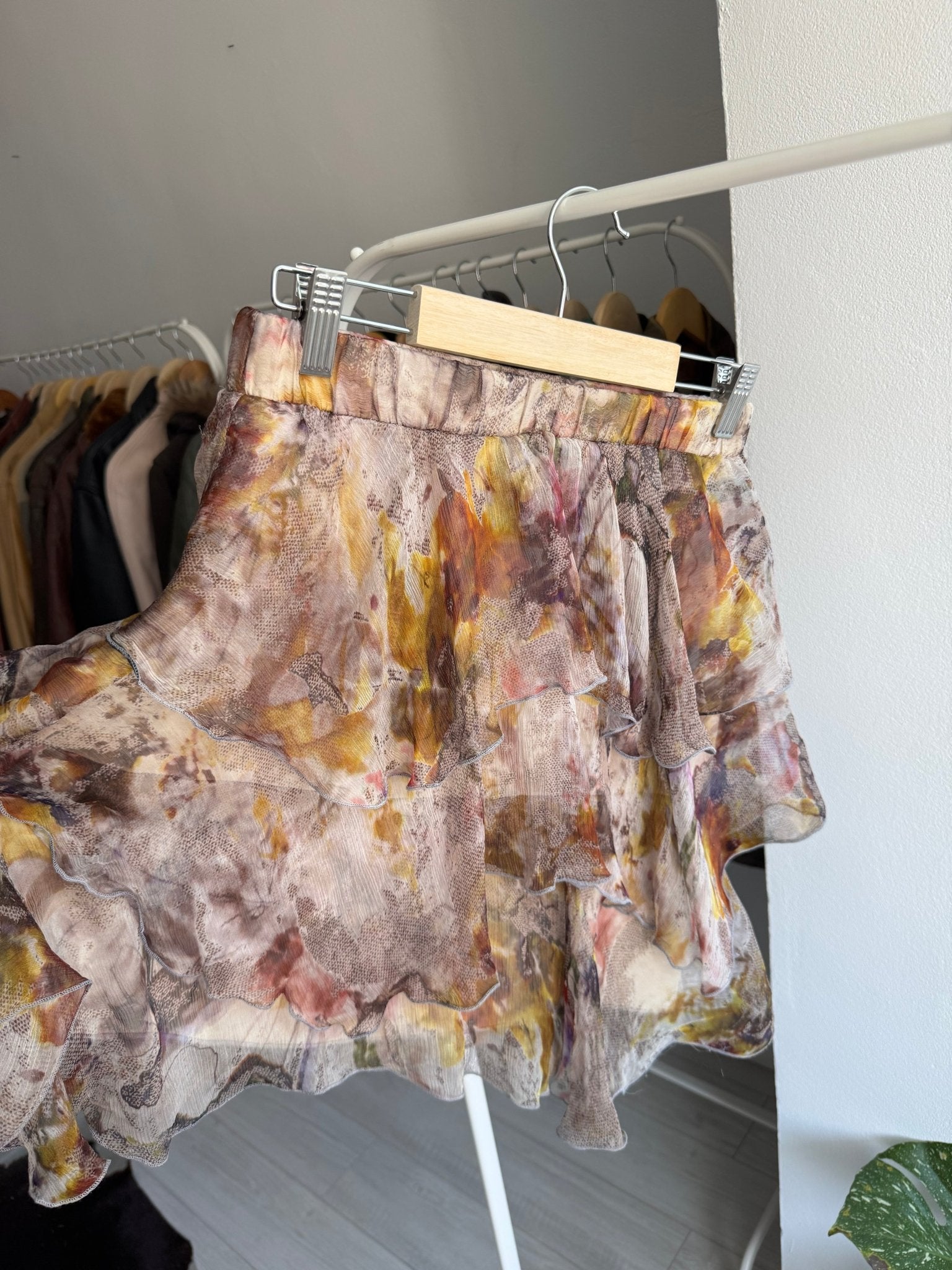 ✨ Fustă Y2K Printed Ruffled din Mătase – S Damă – Made in Italy - anbracaminte