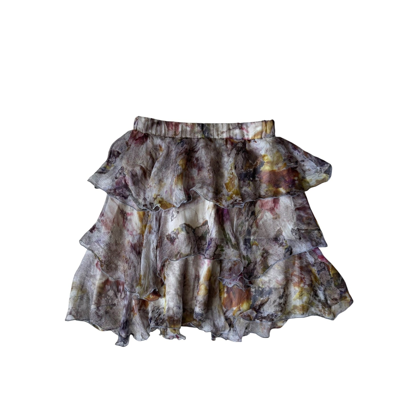 ✨ Fustă Y2K Printed Ruffled din Mătase – S Damă – Made in Italy - anbracaminte