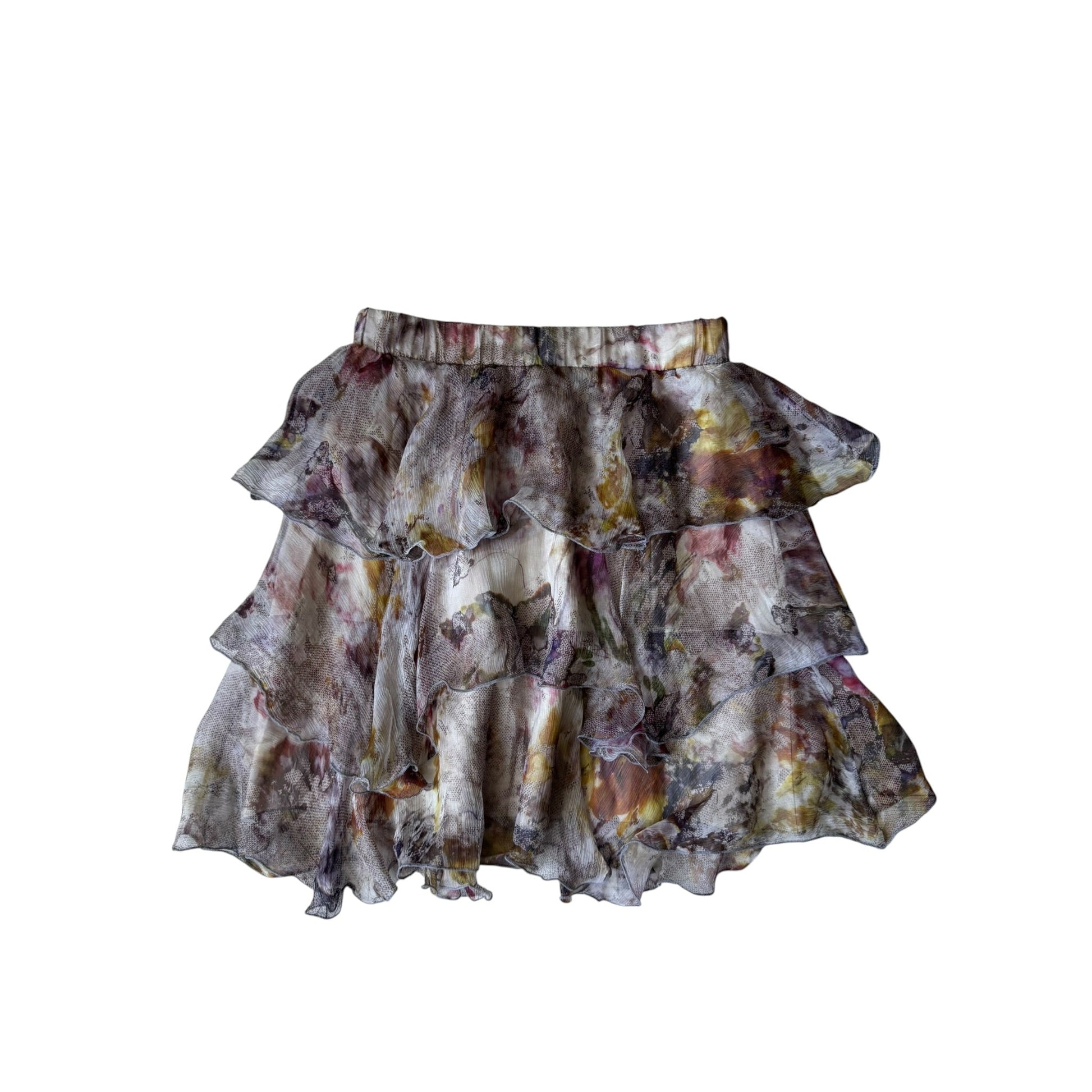 ✨ Fustă Y2K Printed Ruffled din Mătase – S Damă – Made in Italy - anbracaminte