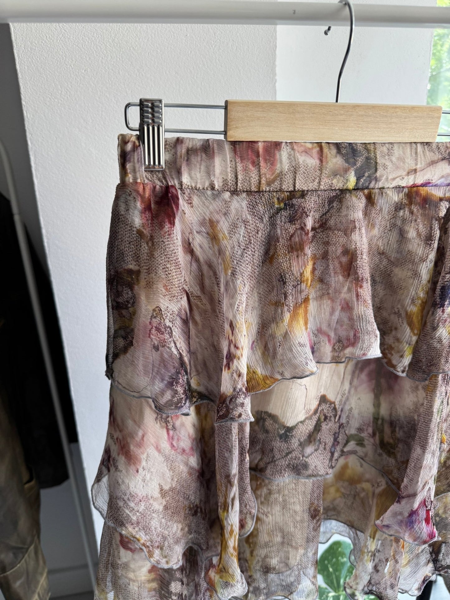 ✨ Fustă Y2K Printed Ruffled din Mătase – S Damă – Made in Italy - anbracaminte
