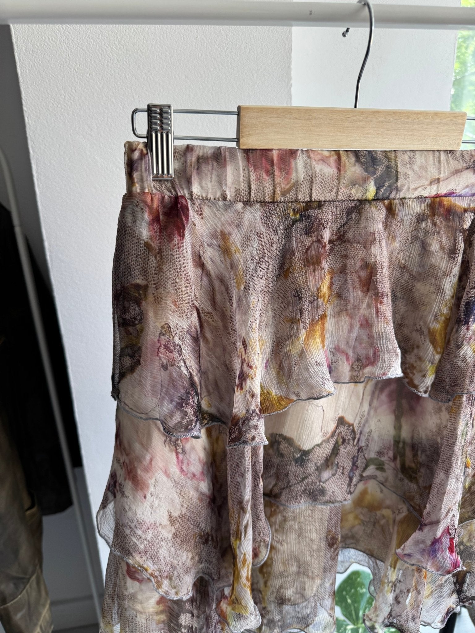 ✨ Fustă Y2K Printed Ruffled din Mătase – S Damă – Made in Italy - anbracaminte