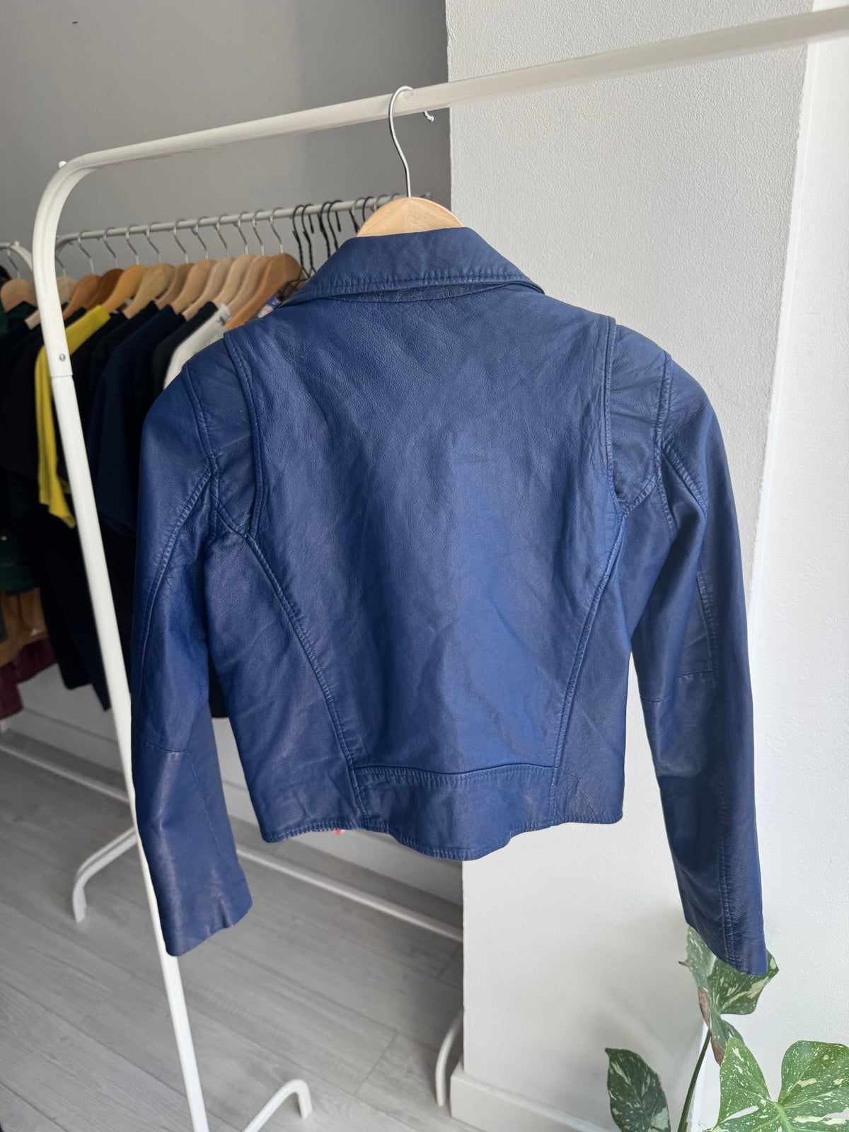 🔵 Geacă Biker Maje din Piele de Miel Albastră – EU 36 (XS/S Damă) - anbracaminte