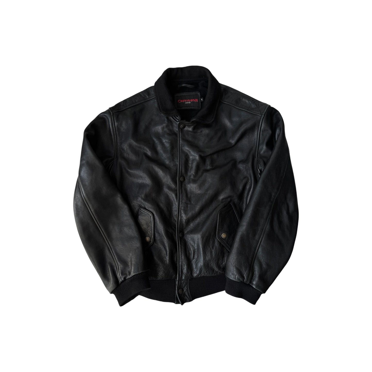 ✈️ Geacă Bomber Vintage Chevignon din Piele de Vacă – M - anbracaminte