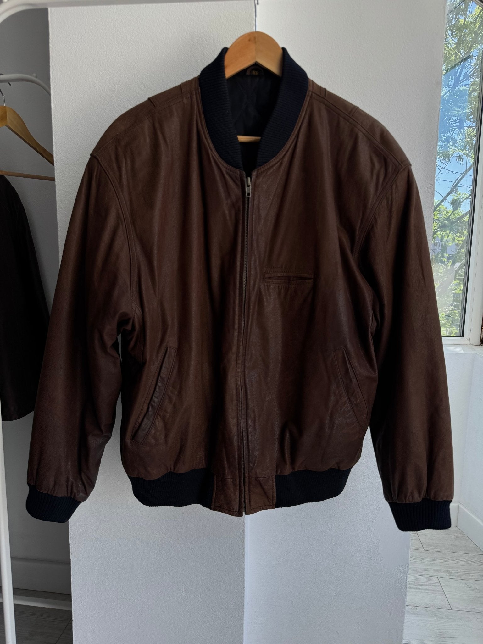 🤎 Geacă Bomber Vintage din Piele Maro – L/XL (52) - anbracaminte