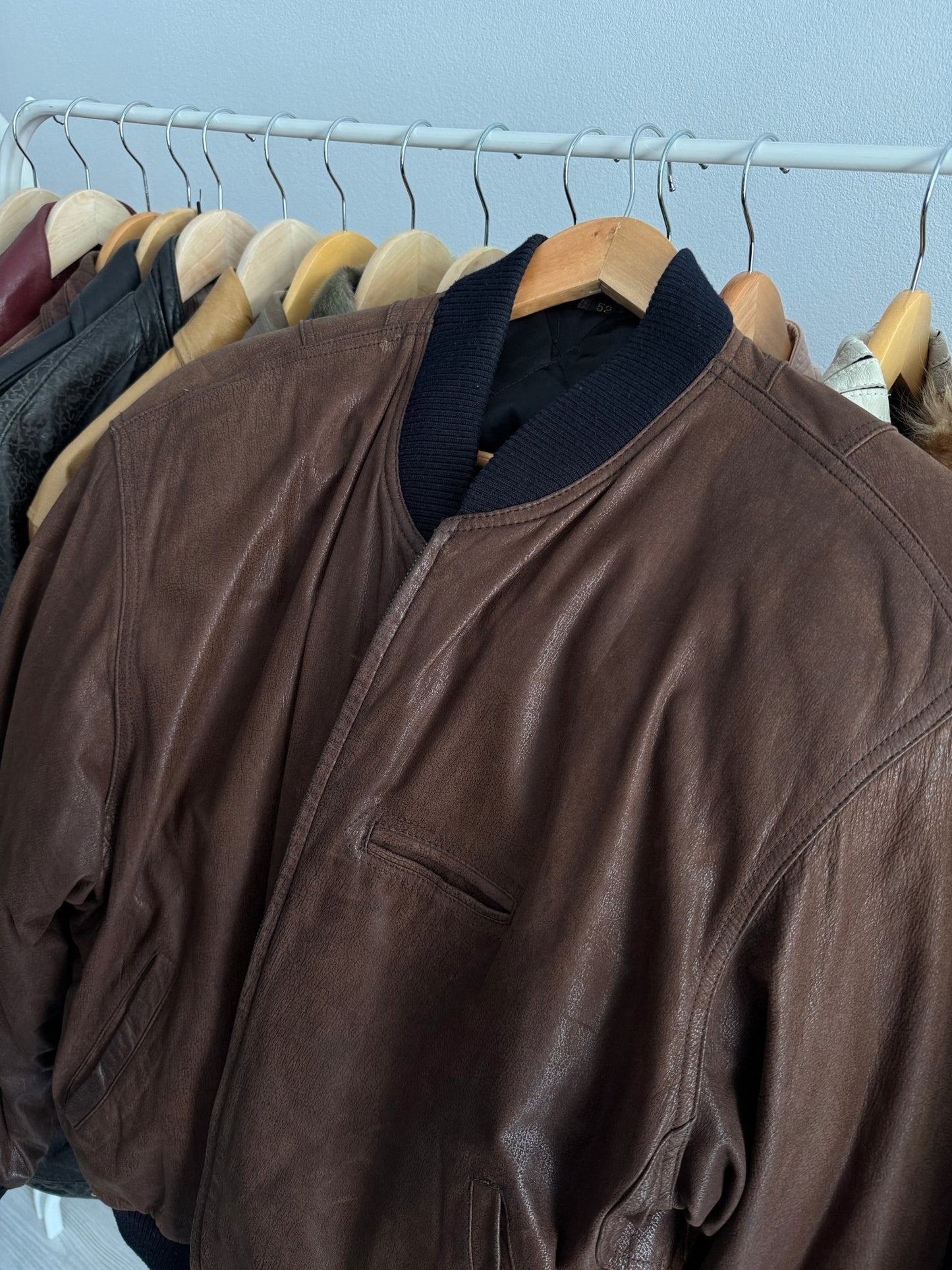 🤎 Geacă Bomber Vintage din Piele Maro – L/XL (52) - anbracaminte