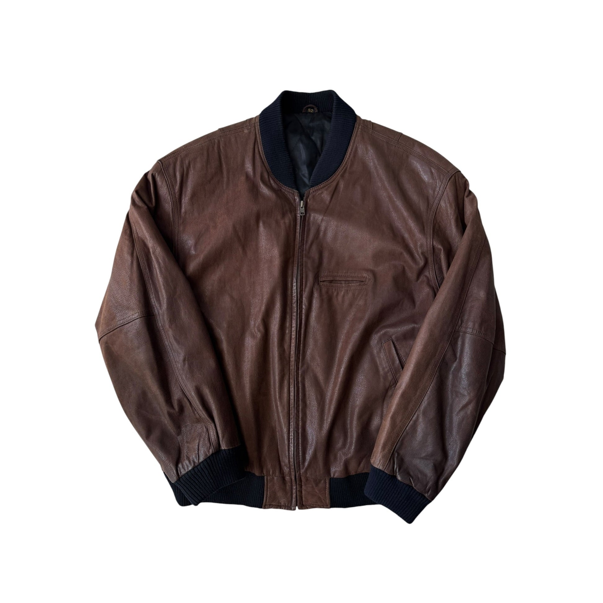 🤎 Geacă Bomber Vintage din Piele Maro – L/XL (52) - anbracaminte