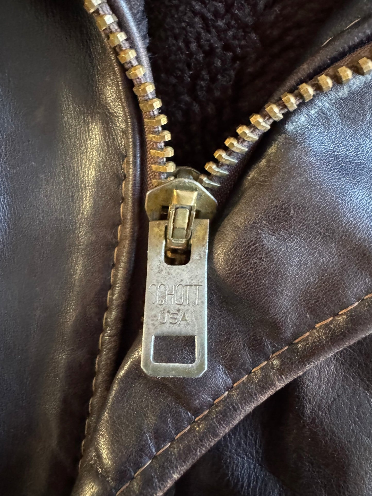 ✈️ Geacă de piele Schott NYC 184SM A - 2 maro, bărbați L – piele de vacă autentică, Made in USA 🇺🇸 - anbracaminte