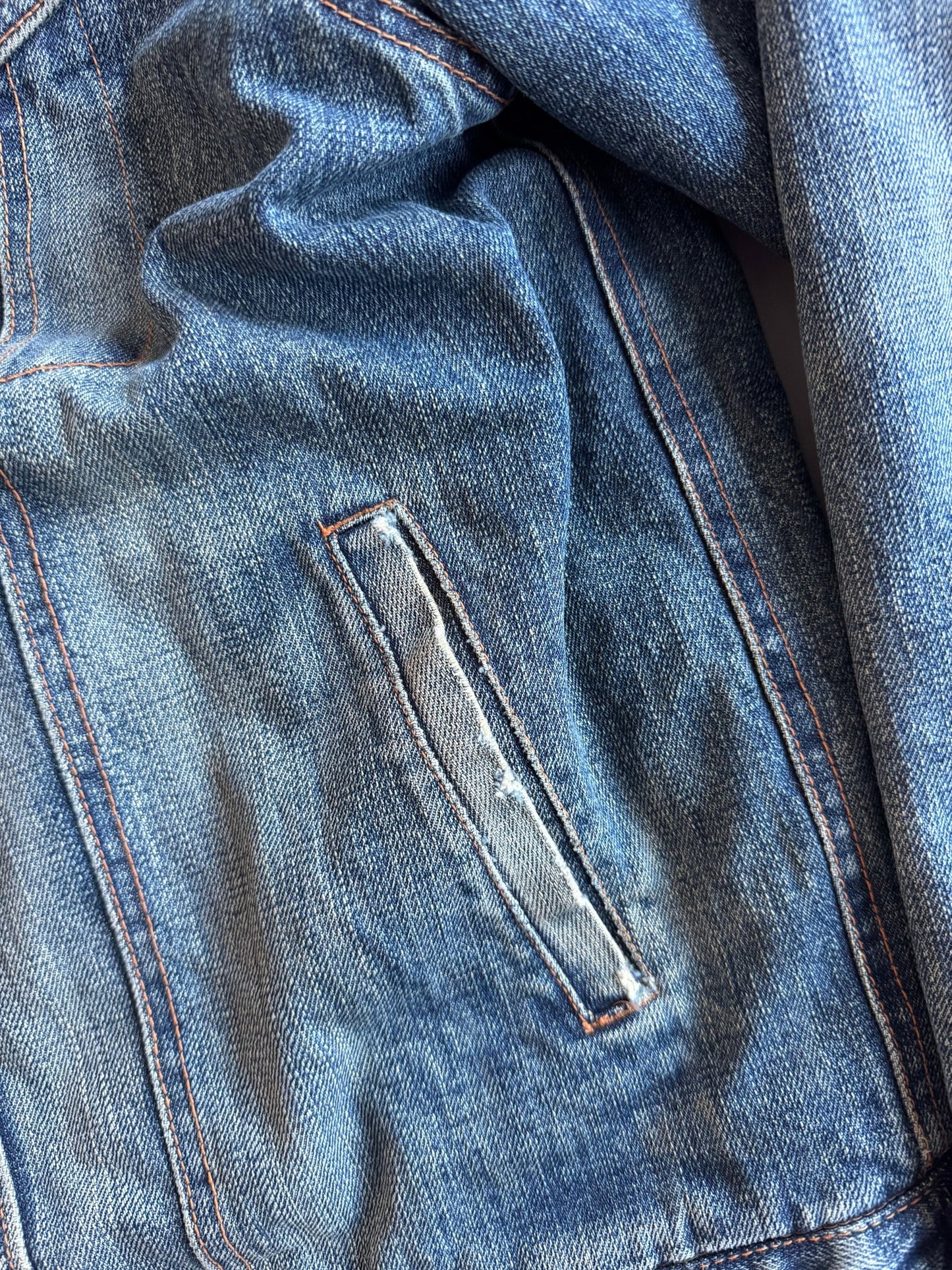 👖 Geacă Denim Vintage Distressed cu Căptușeală Sherpa – XL - anbracaminte