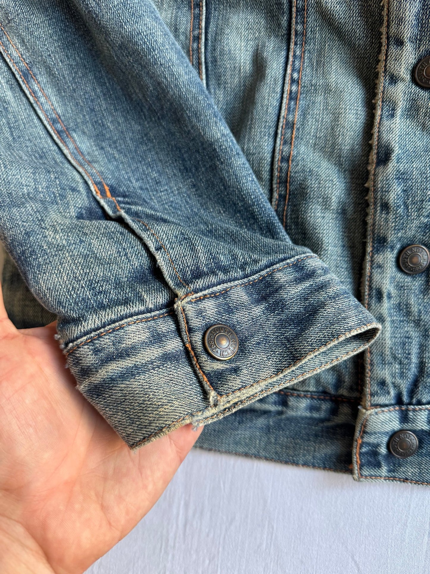👖 Geacă Denim Vintage Distressed cu Căptușeală Sherpa – XL - anbracaminte