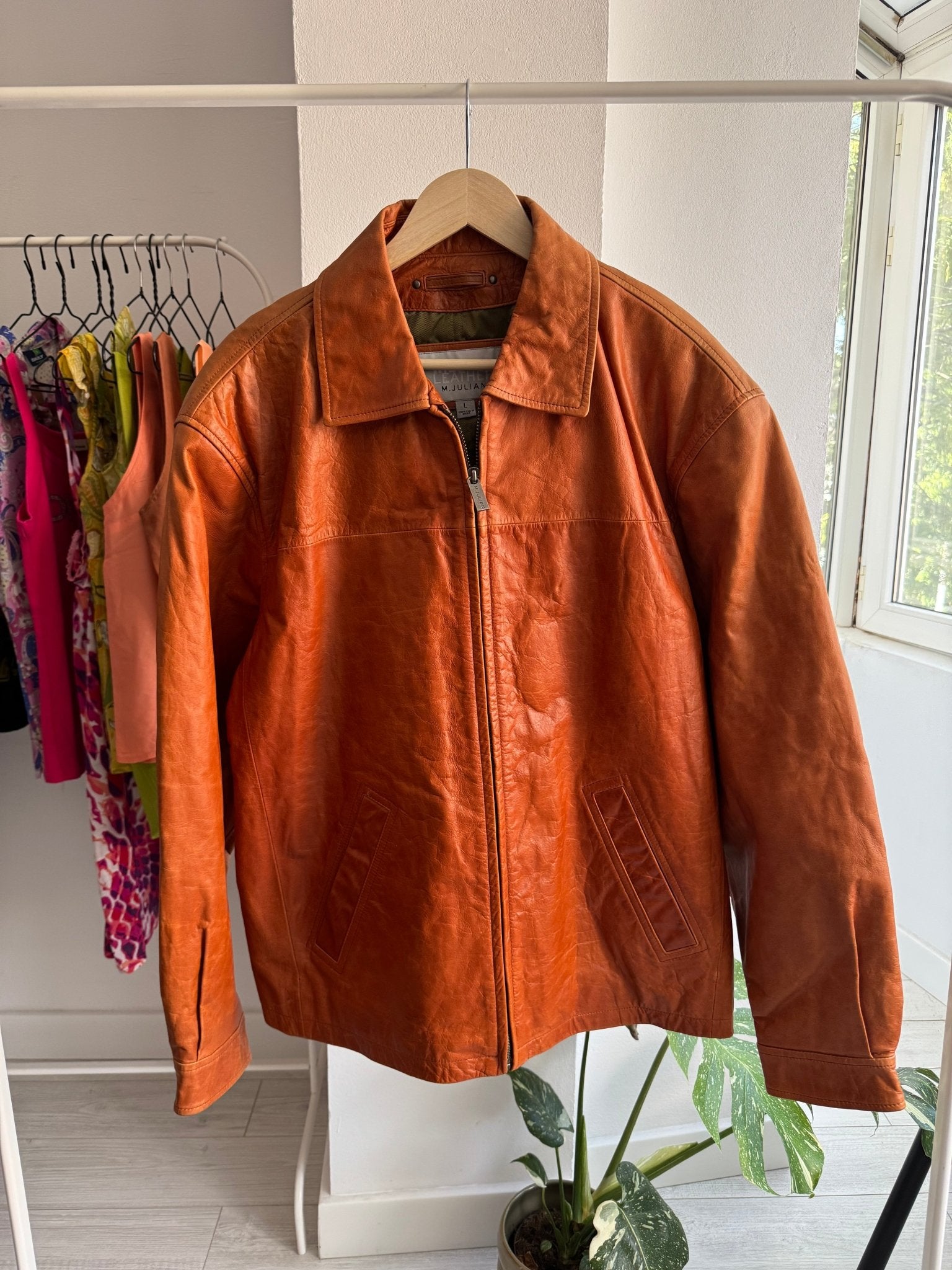 Geacă din piele Vintage Wilson’s Leather cu patină naturală – L Bărbați - anbracaminte