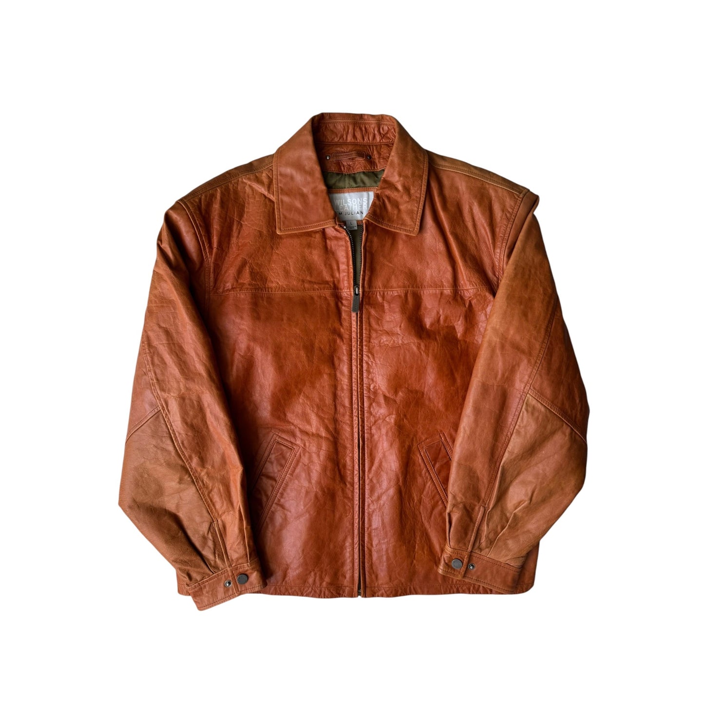 Geacă din piele Vintage Wilson’s Leather cu patină naturală – L Bărbați - anbracaminte