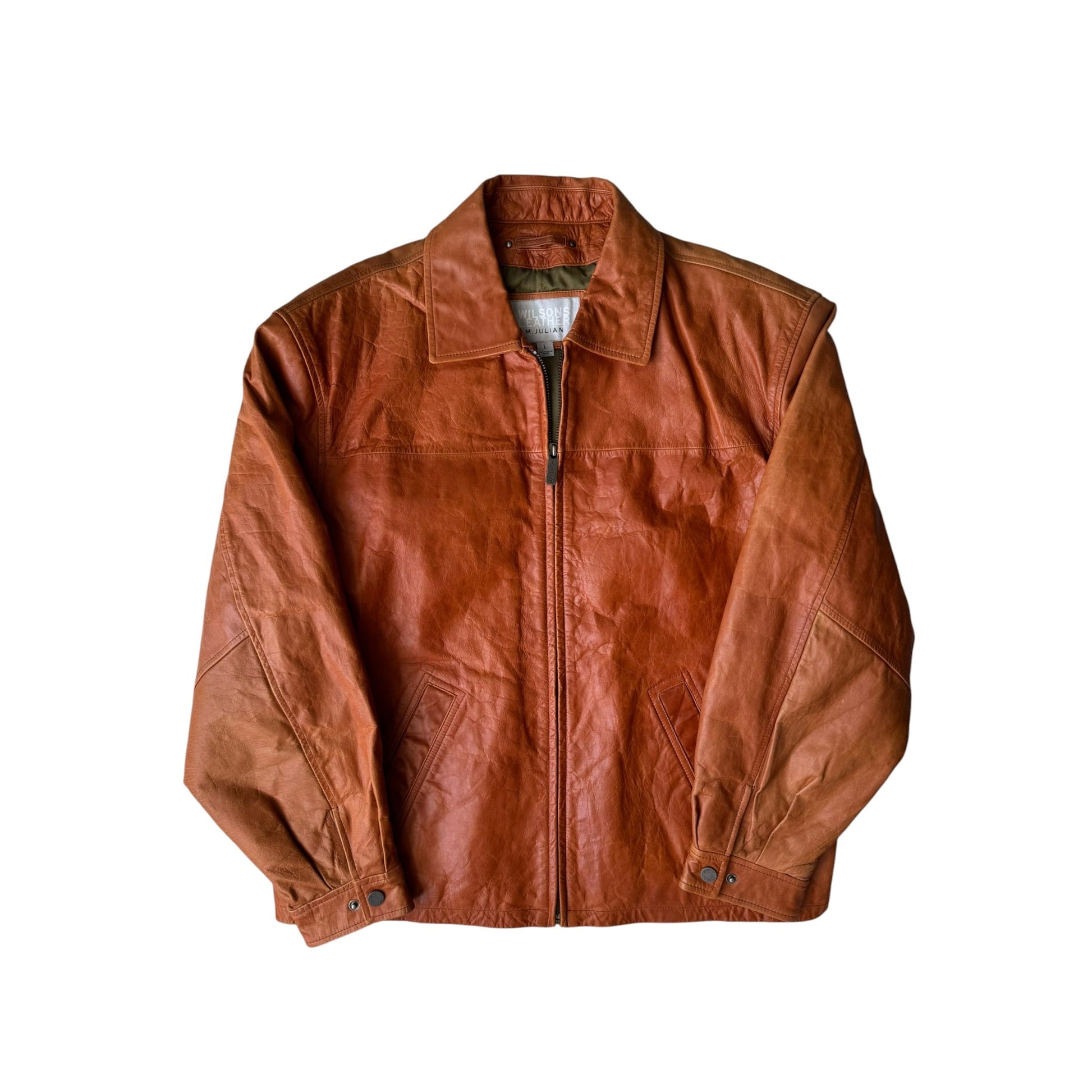 Geacă din piele Vintage Wilson’s Leather cu patină naturală – L Bărbați - anbracaminte
