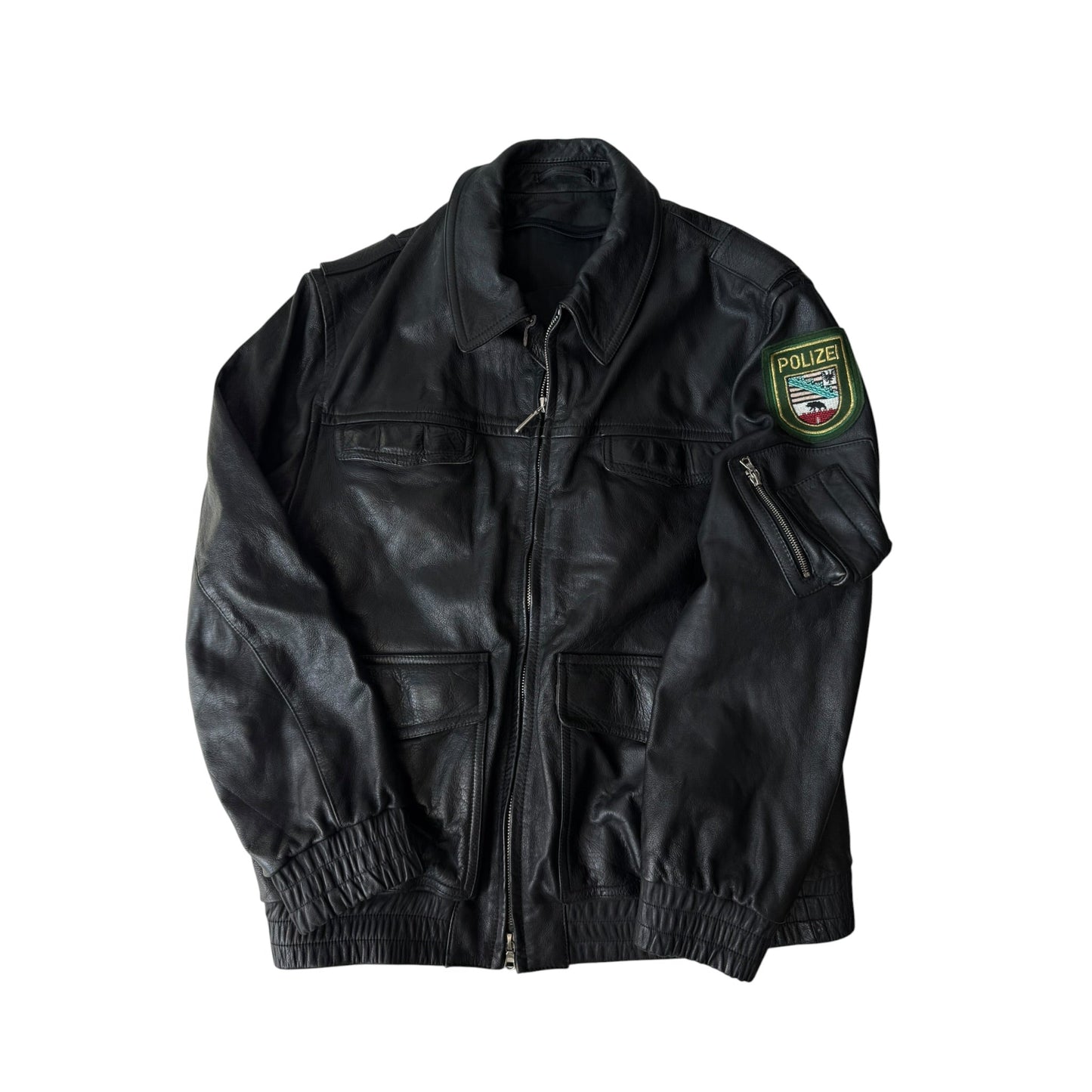 🚓 Geacă Piele 1992 German Polizei – XL (54) - anbracaminte