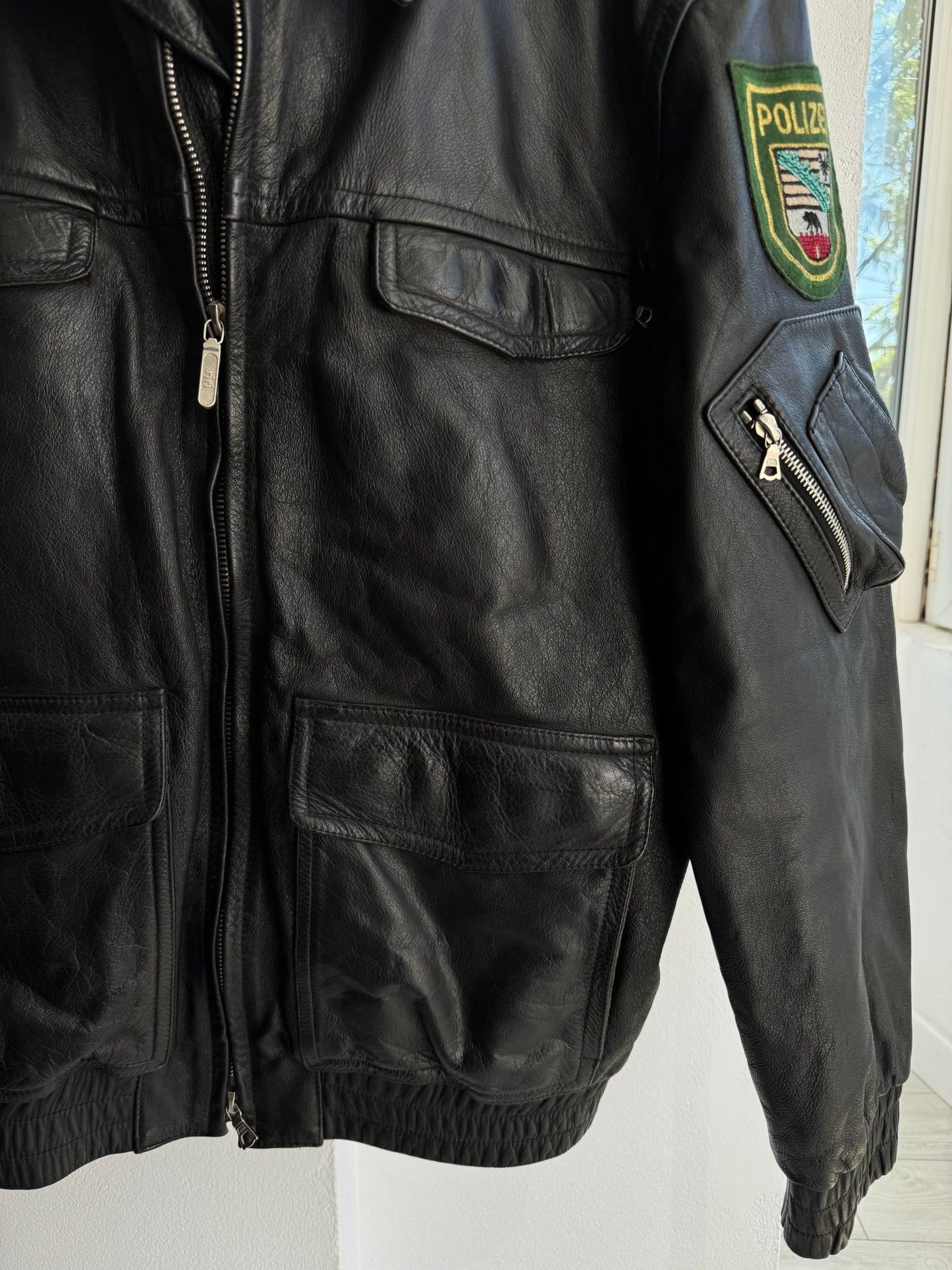 🚓 Geacă Piele 1992 German Polizei – XL (54) - anbracaminte