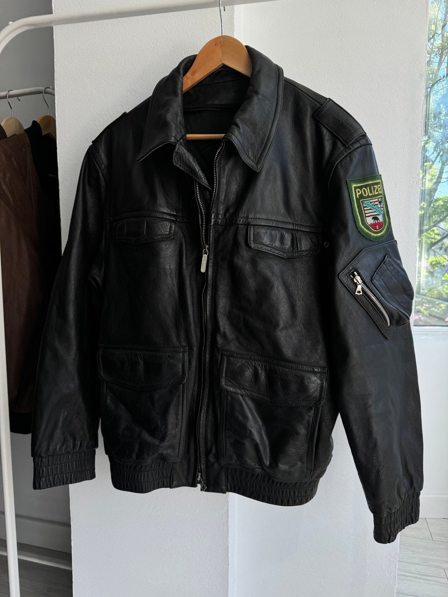 🚓 Geacă Piele 1992 German Polizei – XL (54) - anbracaminte