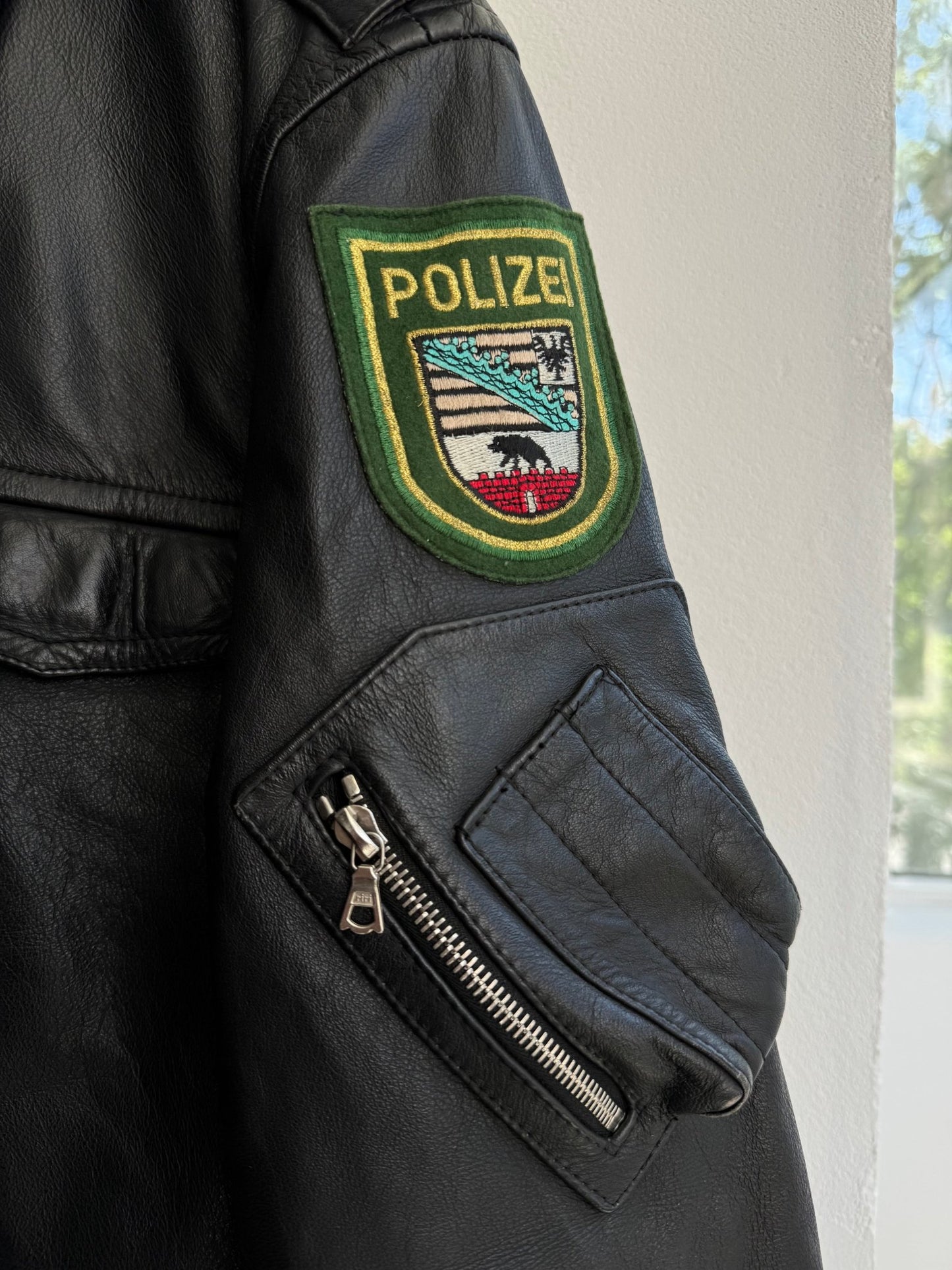 🚓 Geacă Piele 1992 German Polizei – XL (54) - anbracaminte