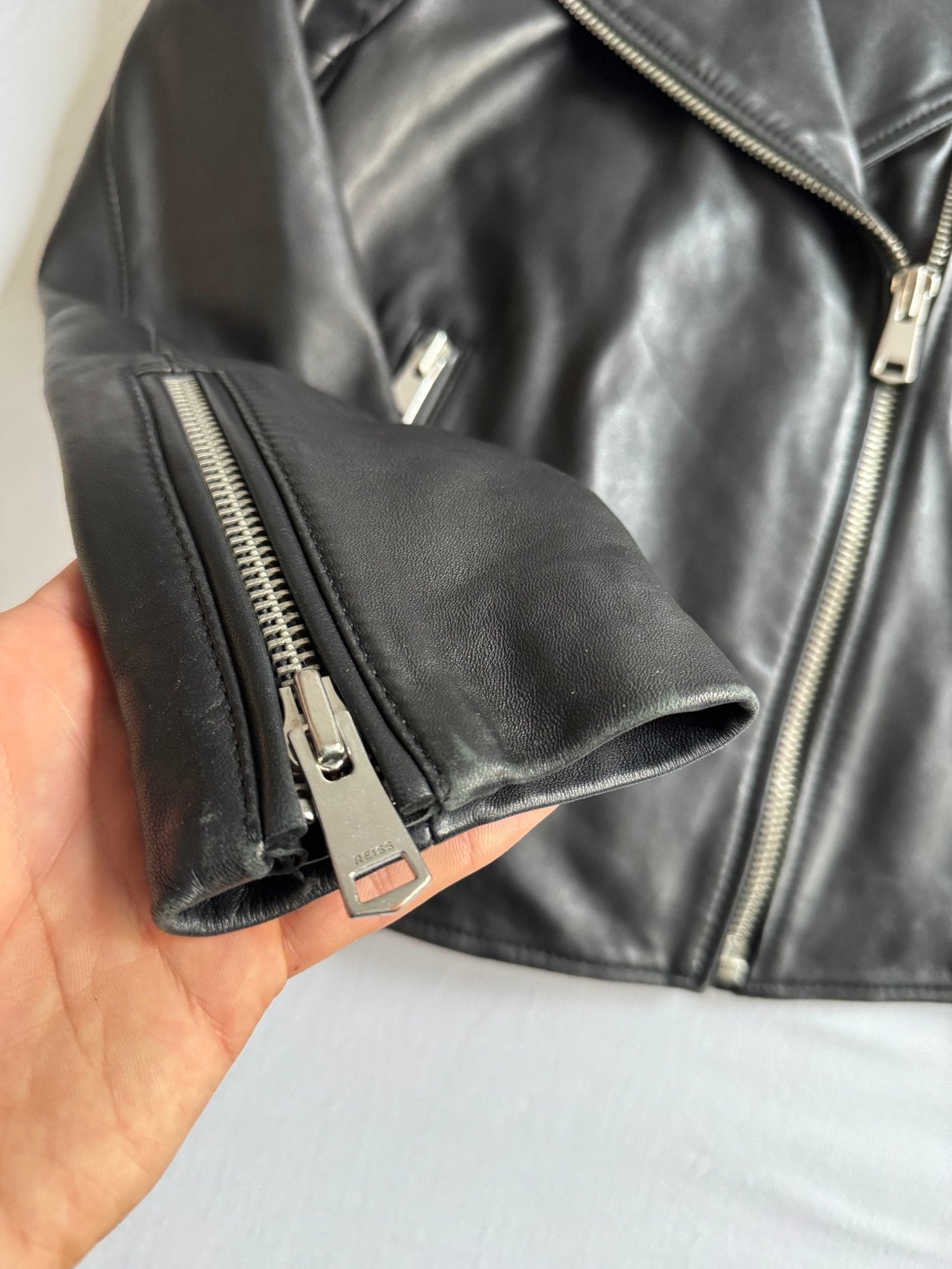 🏍️ Geacă Reiss din piele biker / Neagră (Women’s XS) - anbracaminte