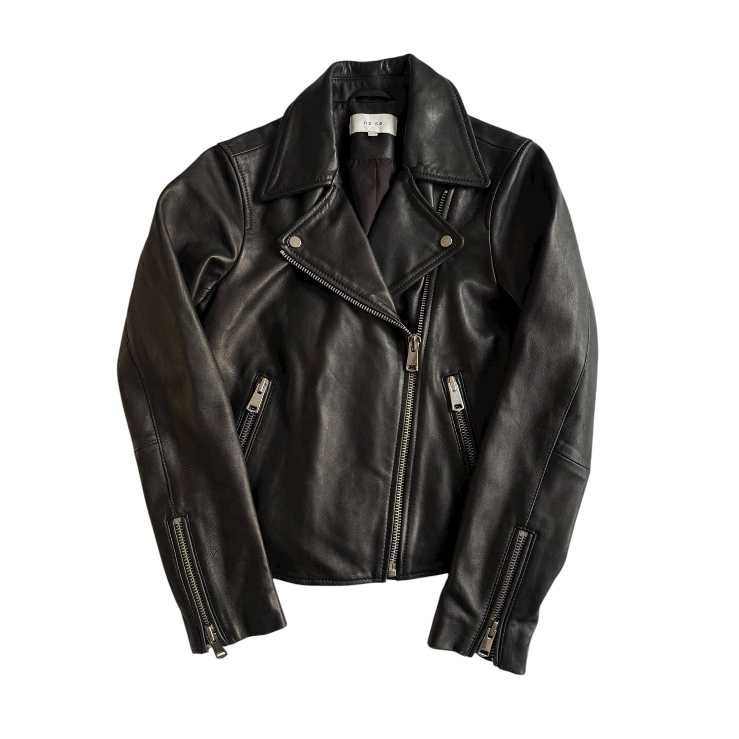 🏍️ Geacă Reiss din piele biker / Neagră (Women’s XS) - anbracaminte