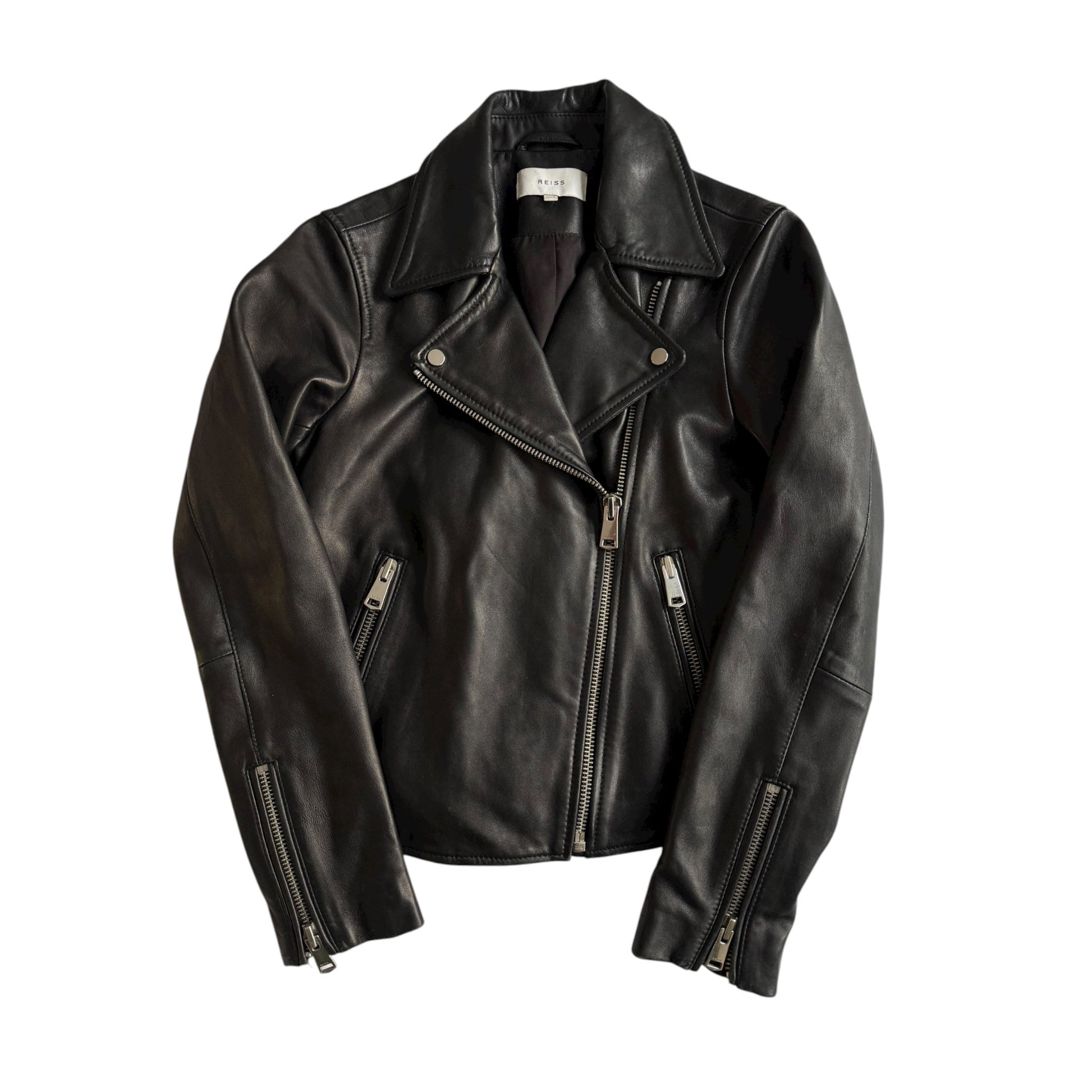 🏍️ Geacă Reiss din piele biker / Neagră (Women’s XS) - anbracaminte