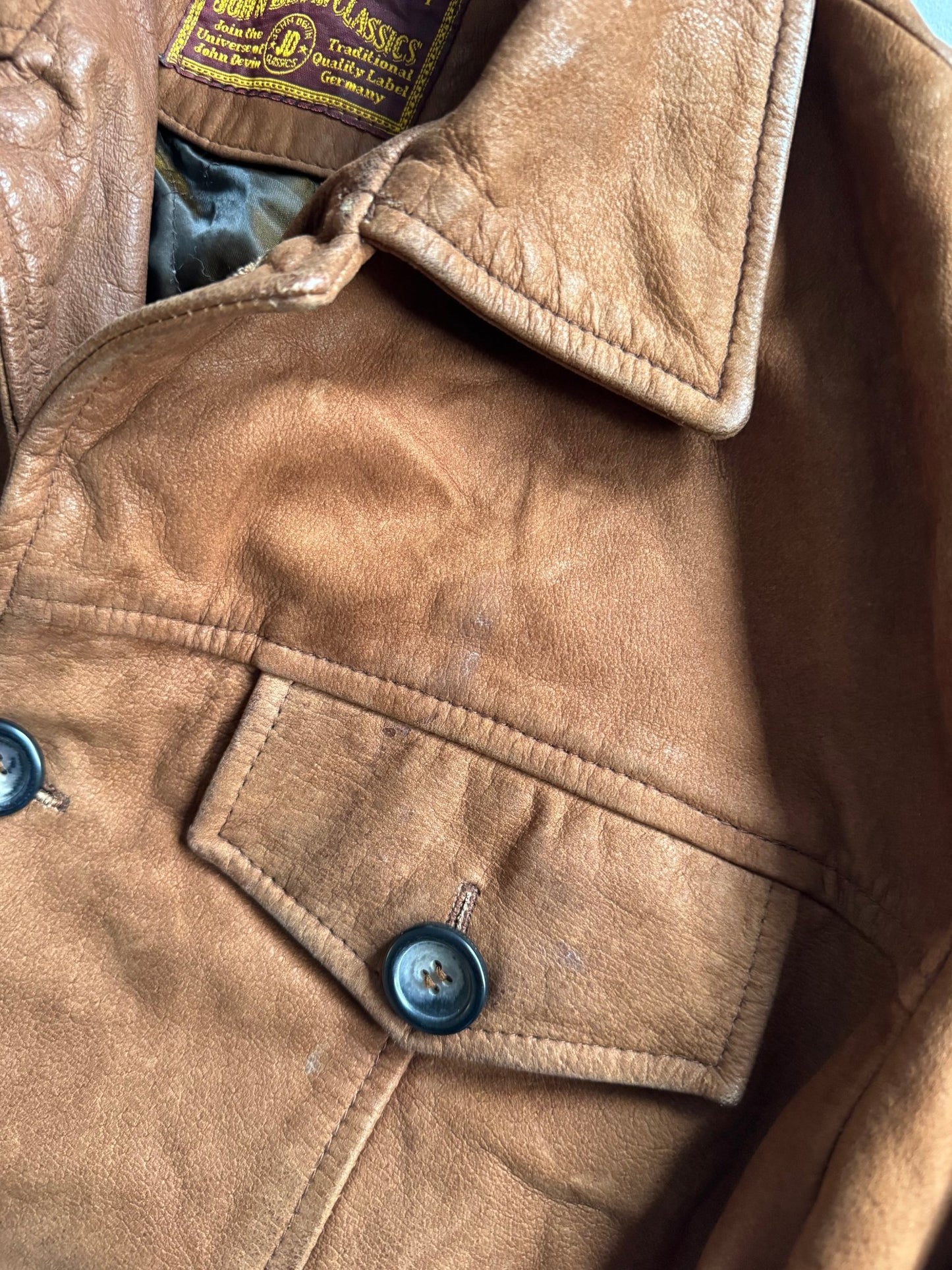 🦬 Geacă Trucker Vintage din Piele Maro / Buffalo Nubuk (Mărime 46 - M) - anbracaminte