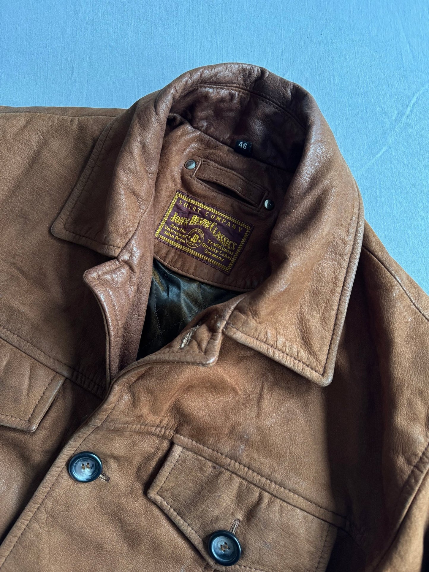🦬 Geacă Trucker Vintage din Piele Maro / Buffalo Nubuk (Mărime 46 - M) - anbracaminte