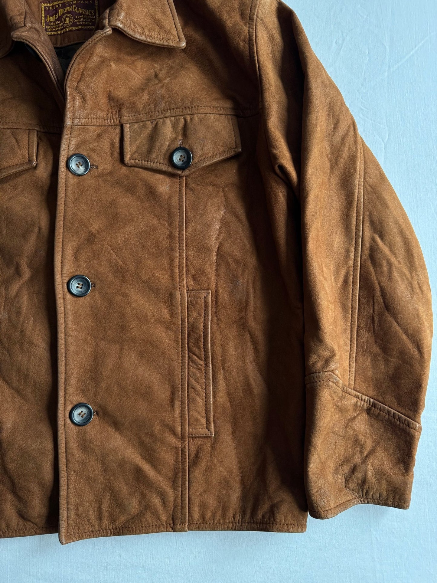 🦬 Geacă Trucker Vintage din Piele Maro / Buffalo Nubuk (Mărime 46 - M) - anbracaminte