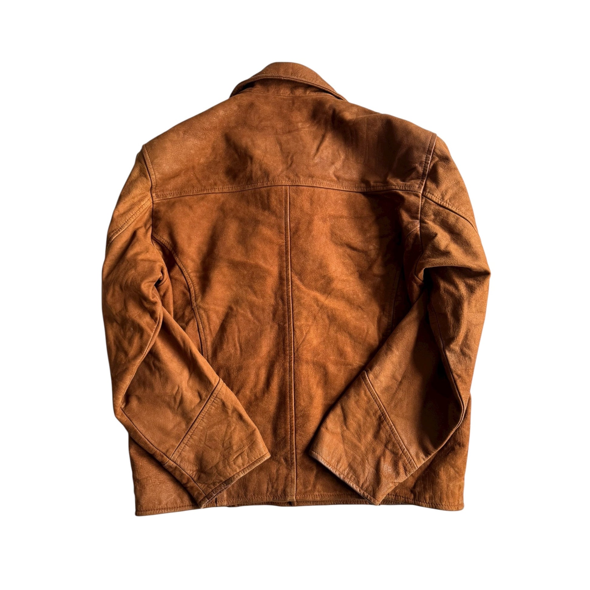 🦬 Geacă Trucker Vintage din Piele Maro / Buffalo Nubuk (Mărime 46 - M) - anbracaminte