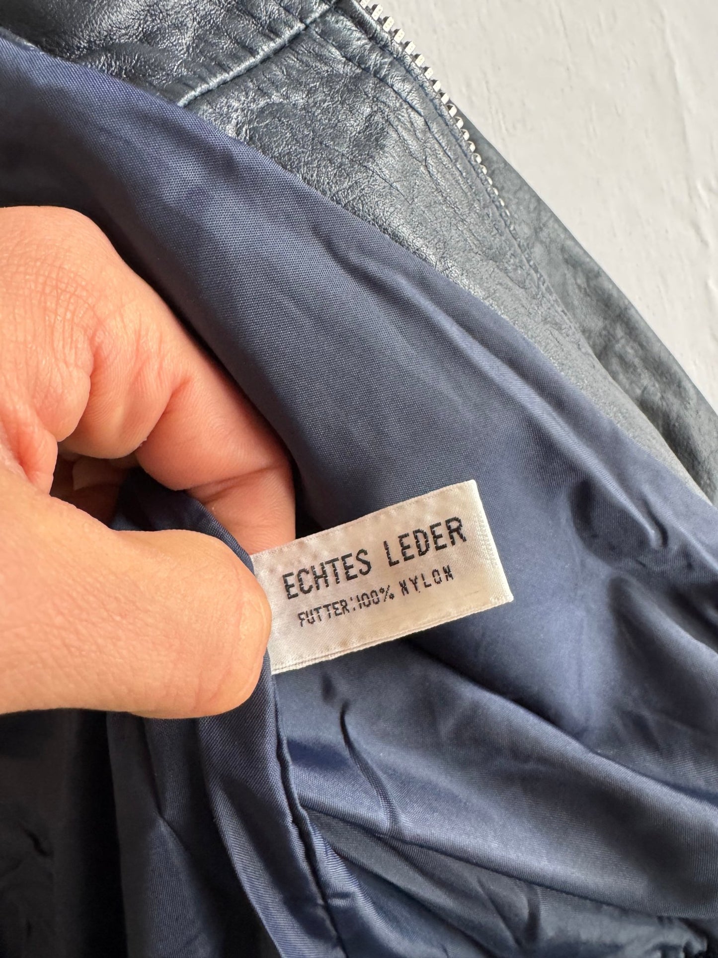 🫐 Geacă Vintage 70’s din Piele Bleumarin – S - anbracaminte
